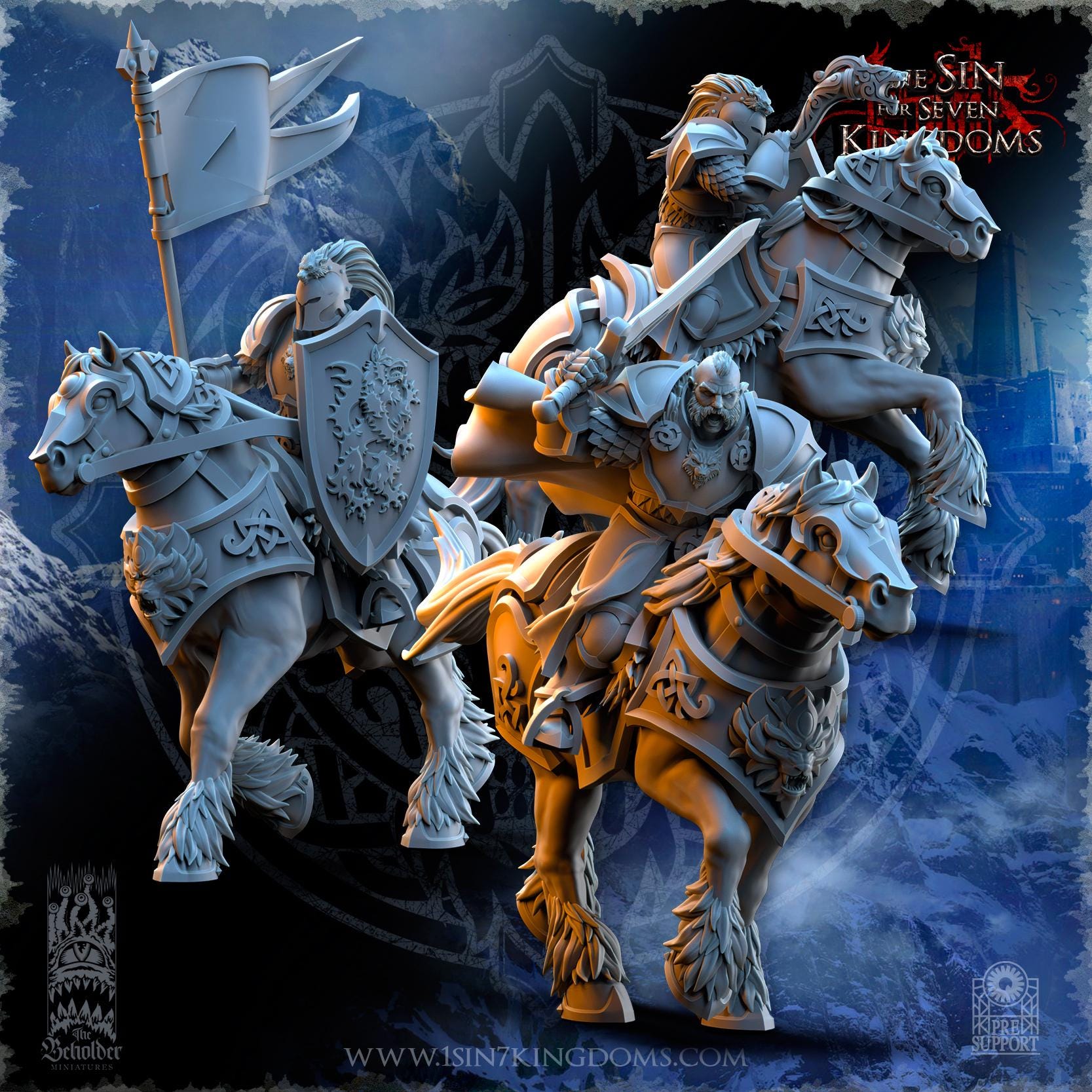 Stormwolves Storm-Knights Command Group miniature - in 12K - by The Beholder Miniatures