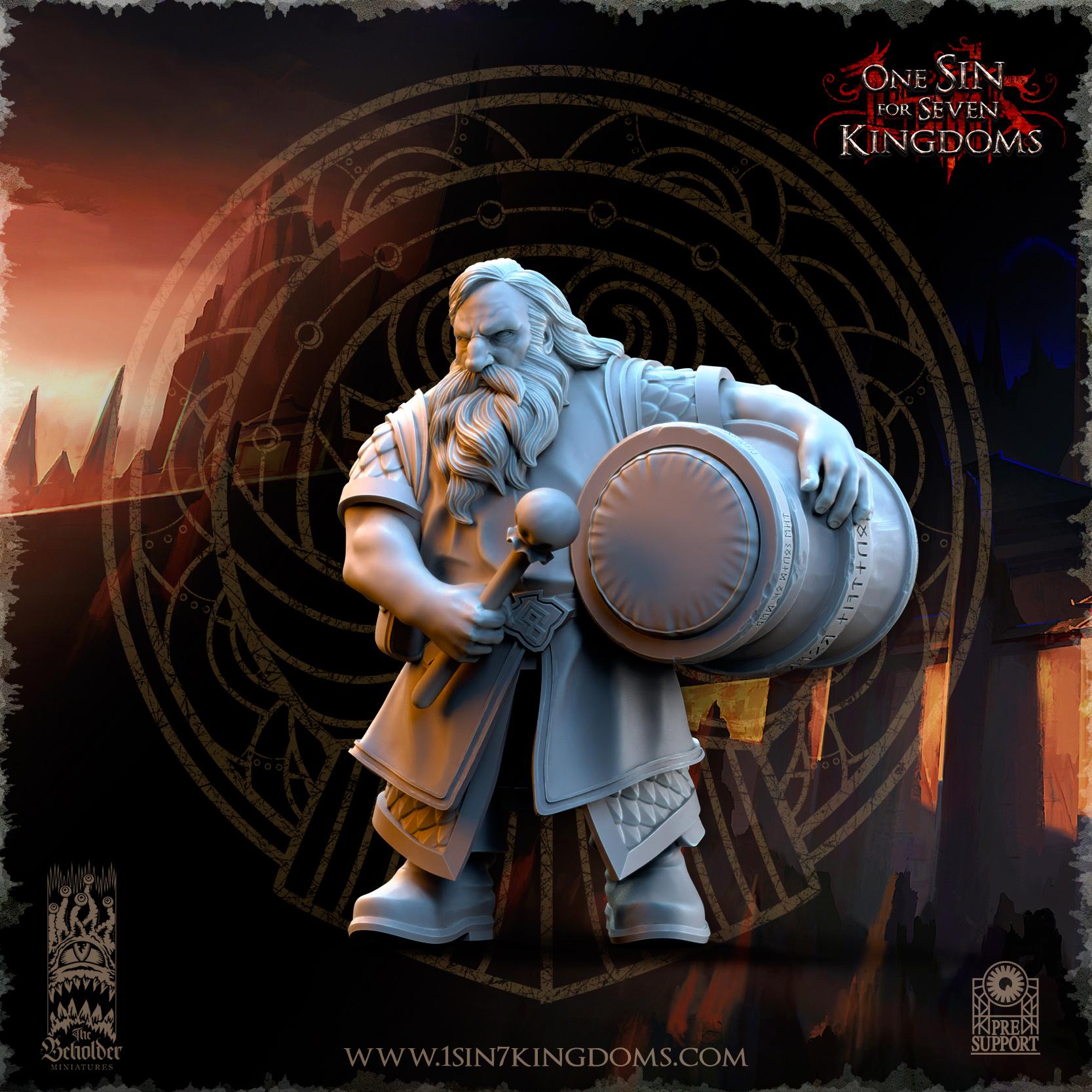 Dwarven Kingdoms Warriors Command Group - in 12k- by The Beholder Miniatures