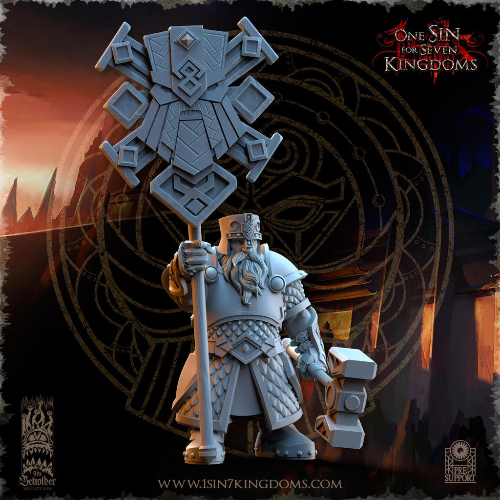 Dwarven Kingdoms Hammer Brotherhood Command Group - in 12k- by The Beholder Miniatures