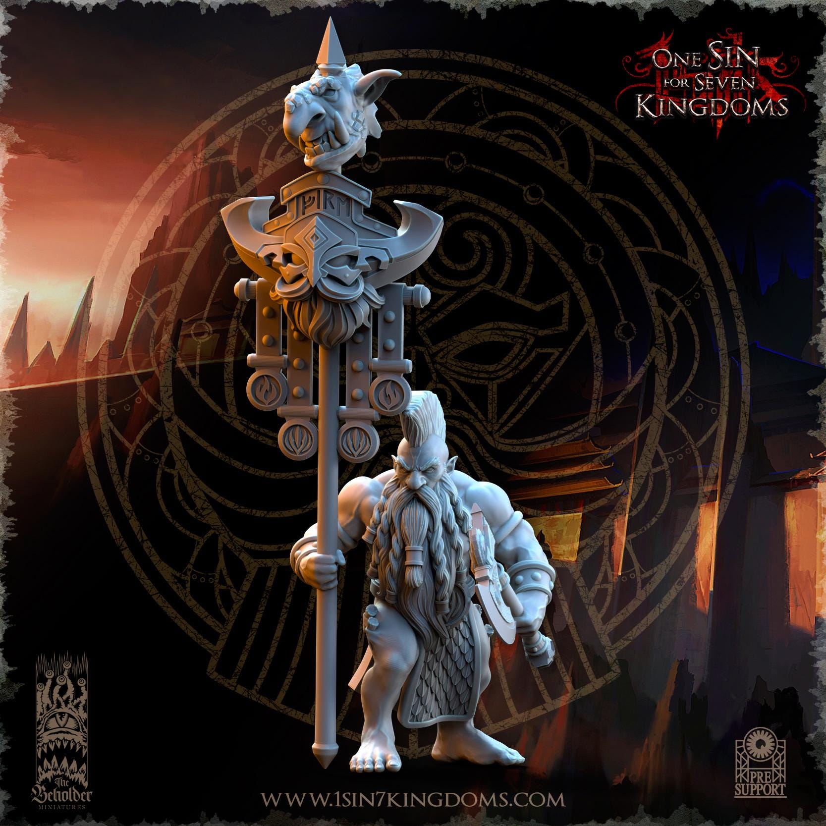 Dwarven Kingdoms Slayers of Molten Core Command Group - in 12k- by The Beholder Miniatures