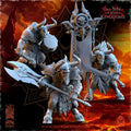 Realms of Mayhem Minotaurs Command Group - in 12k- by The Beholder Miniatures