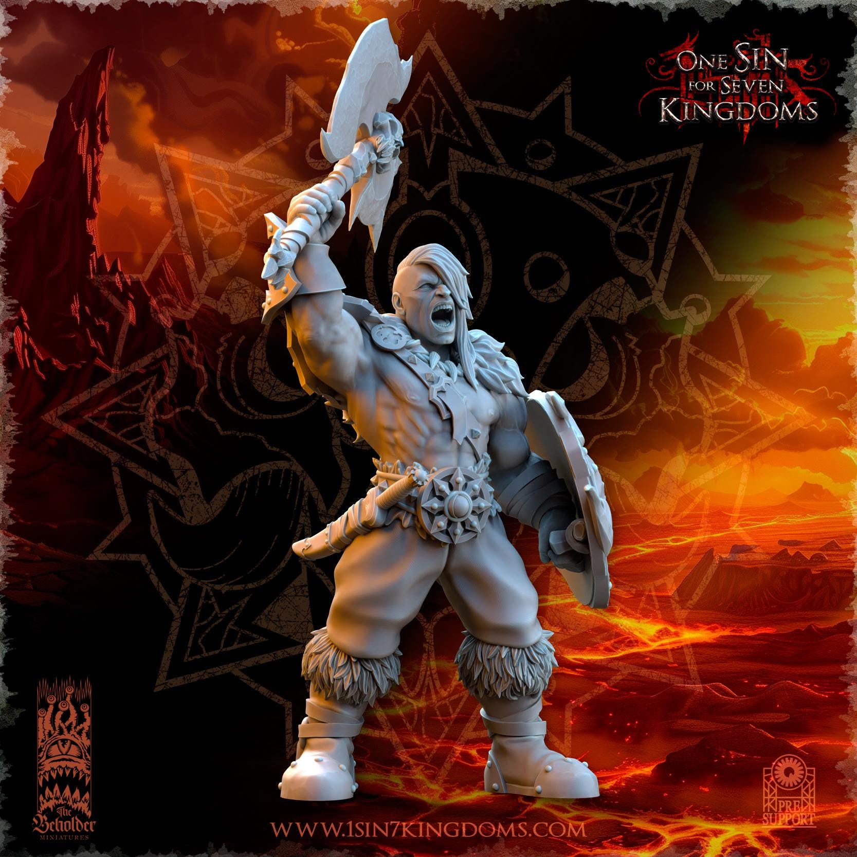 Mayhem Barbarian Command Group - in 12k- by The Beholder Miniatures