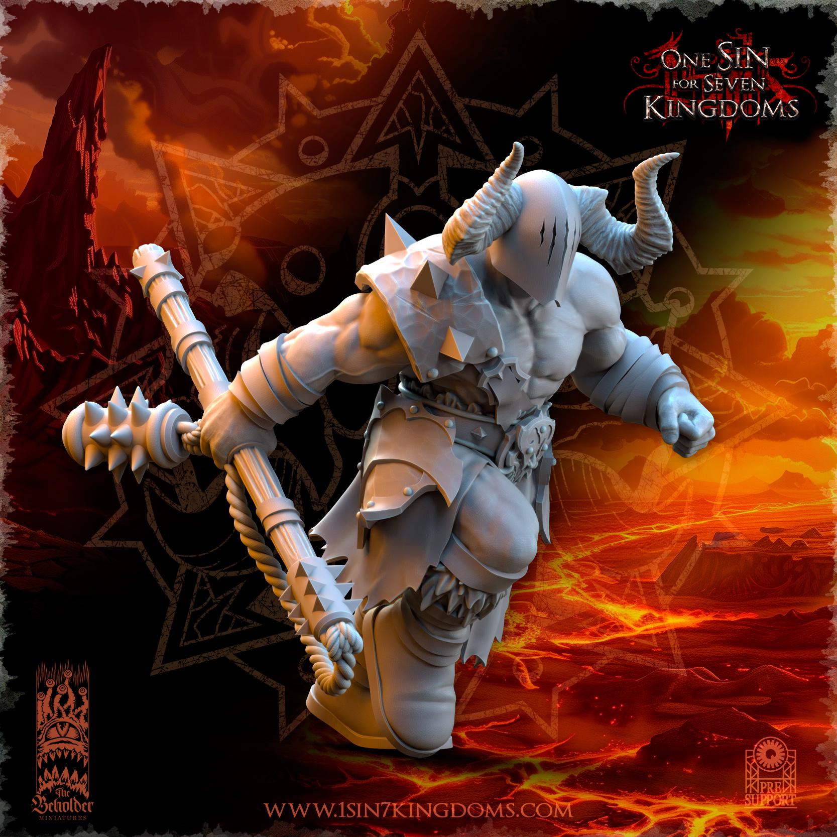 Realms of Mayhem Barbarian Despoilers with Flail - in 12k- by The Beholder Miniatures