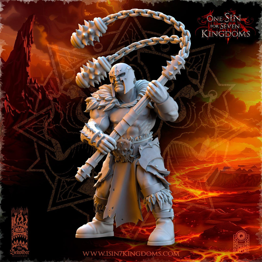 Realms of Mayhem Barbarian Despoilers with Flail - in 12k- by The Beholder Miniatures