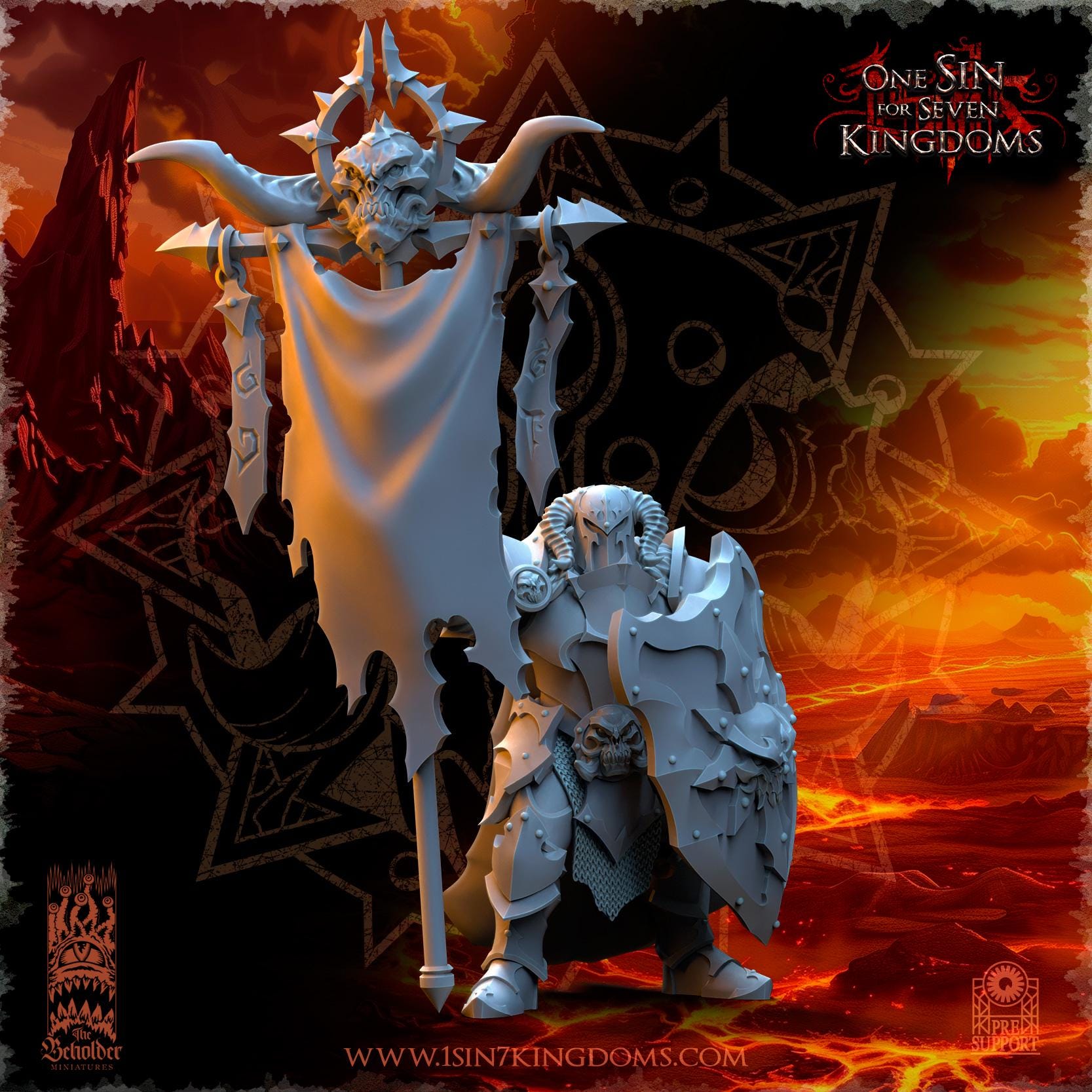 Realms of Mayhem Warriors Command Group - in 12k- by The Beholder Miniatures