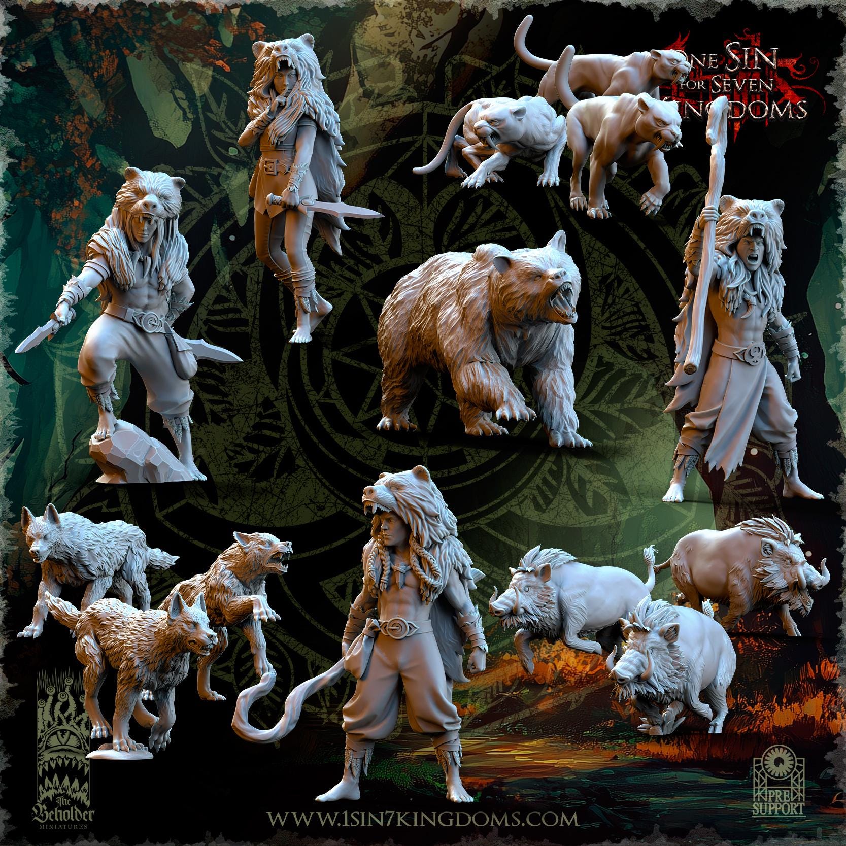 Evergreen Elves Beastmasters -  14 models -  in 12k by The Beholder Miniatures