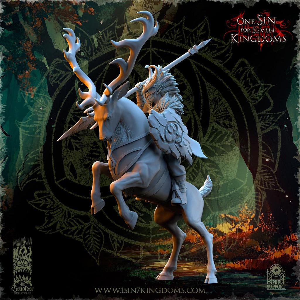 Evergreen Elves Deepwood Riders Command Group -  in 12k by The Beholder Miniatures