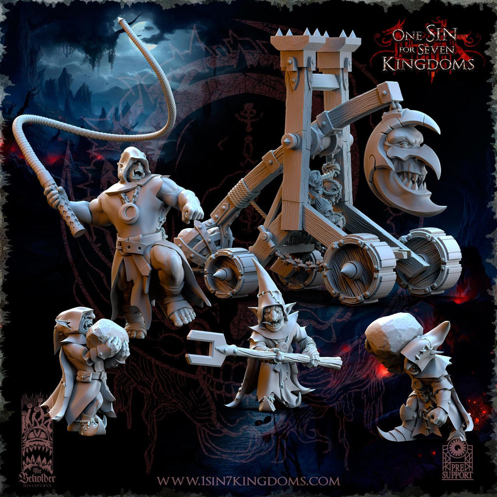 The Black Horde Goblins Trebuchet miniature - in 12K - by The Beholder Miniatures