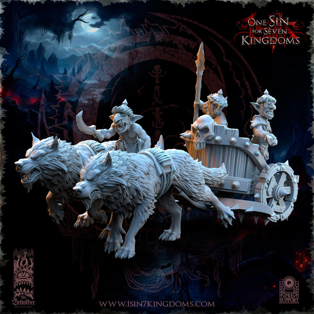 The Black Horde Goblins War Chariots miniatures - in 12K - by The Beholder Miniatures