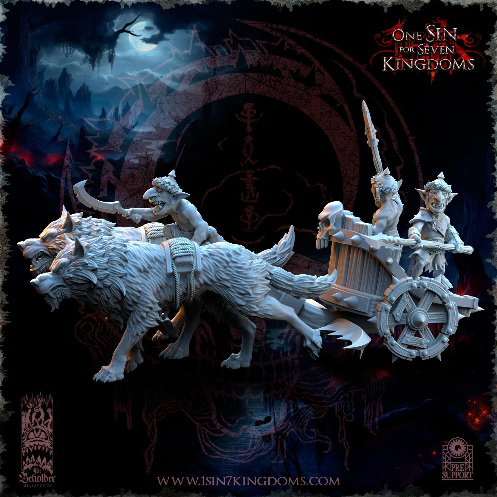 The Black Horde Goblins War Chariots miniatures - in 12K - by The Beholder Miniatures