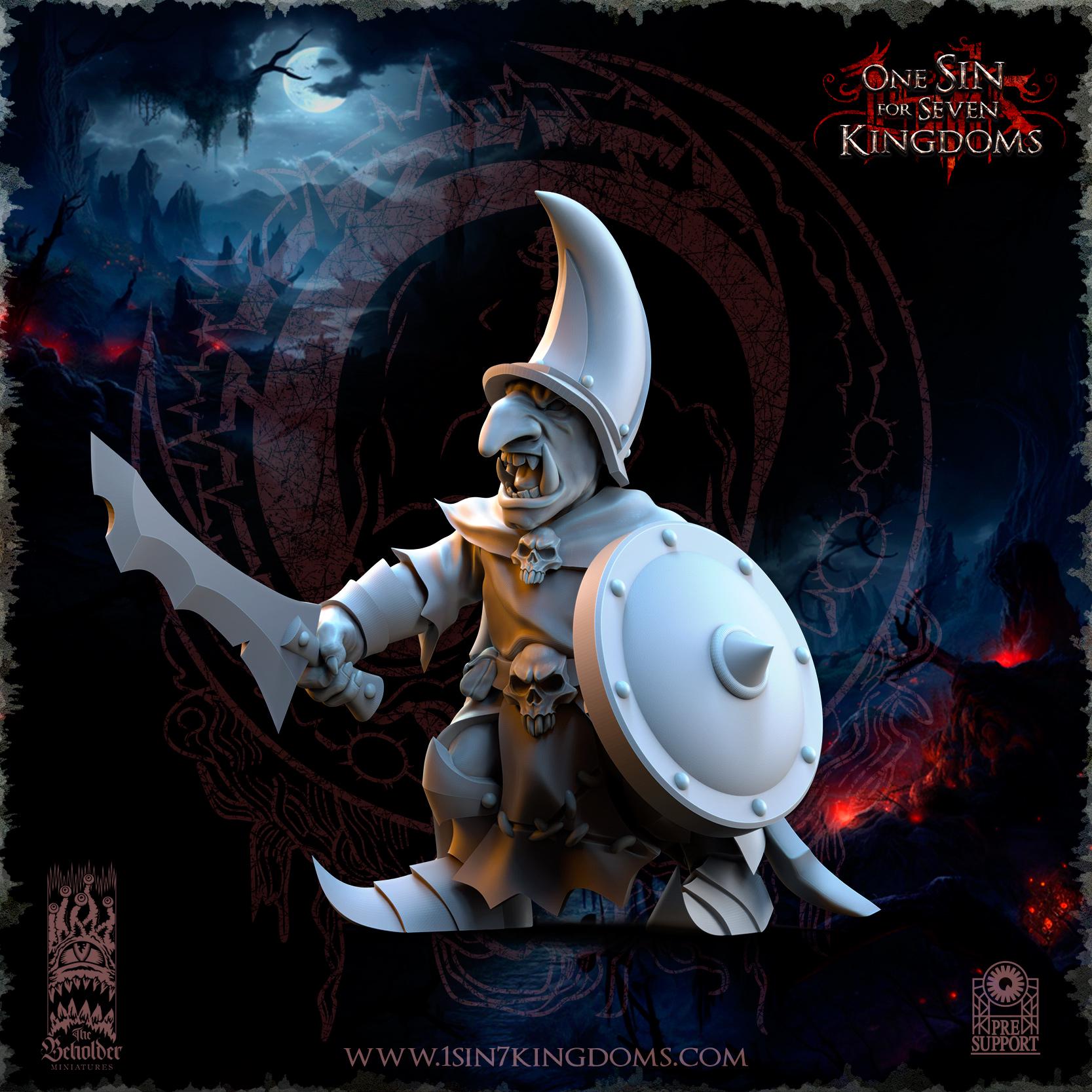 The Black Horde Goblins Command Group miniatures - in 12K - by The Beholder Miniatures