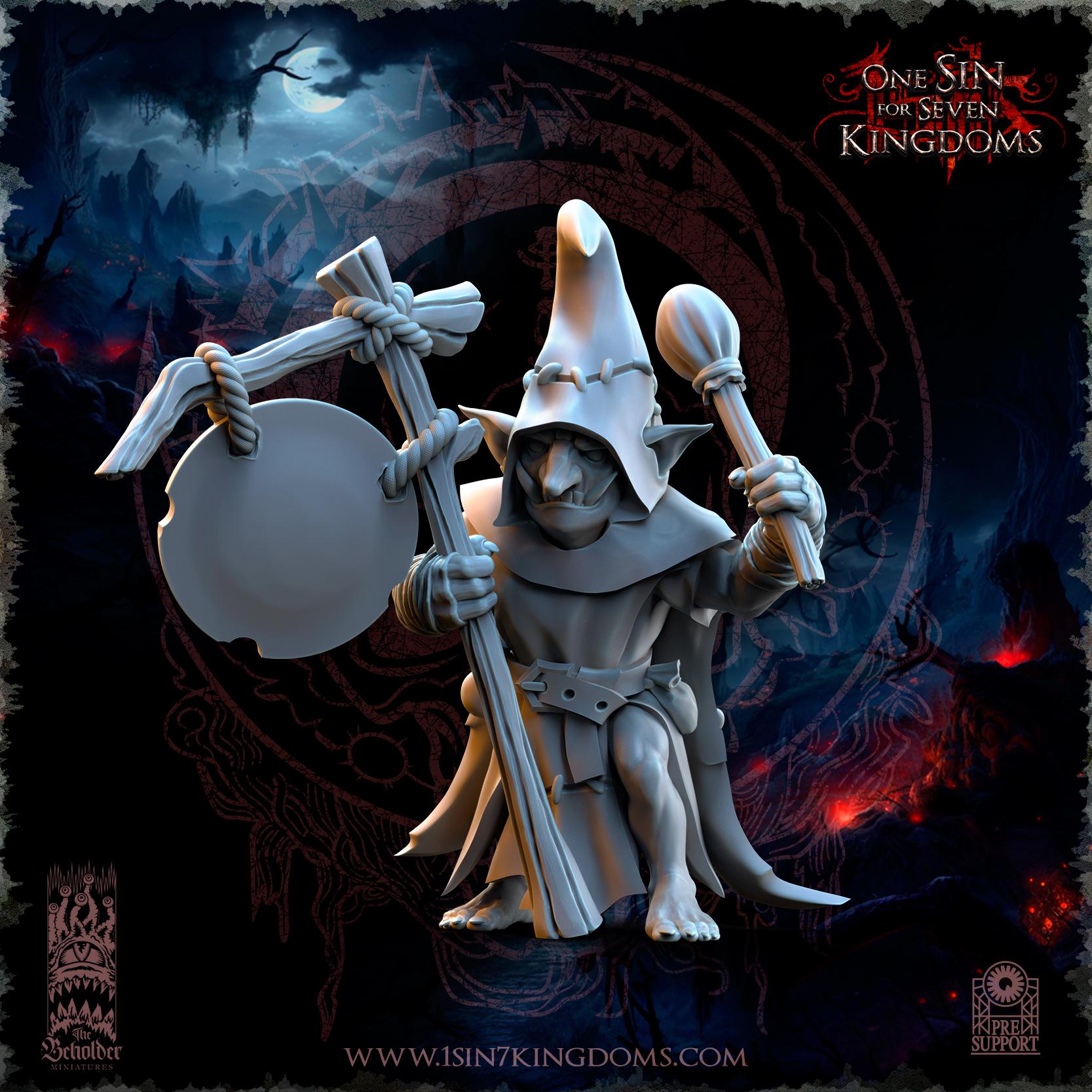The Black Horde Goblins Command Group miniatures - in 12K - by The Beholder Miniatures