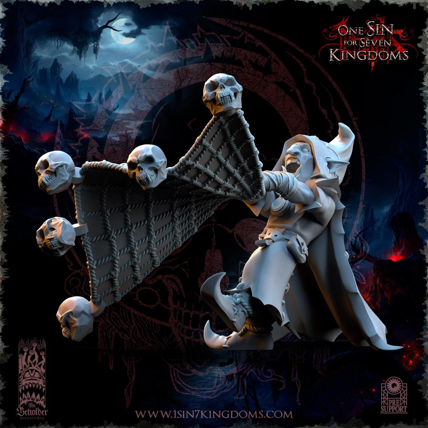 The Black Horde Goblins Skull Net Throwers miniatures - in 12K - by The Beholder Miniatures