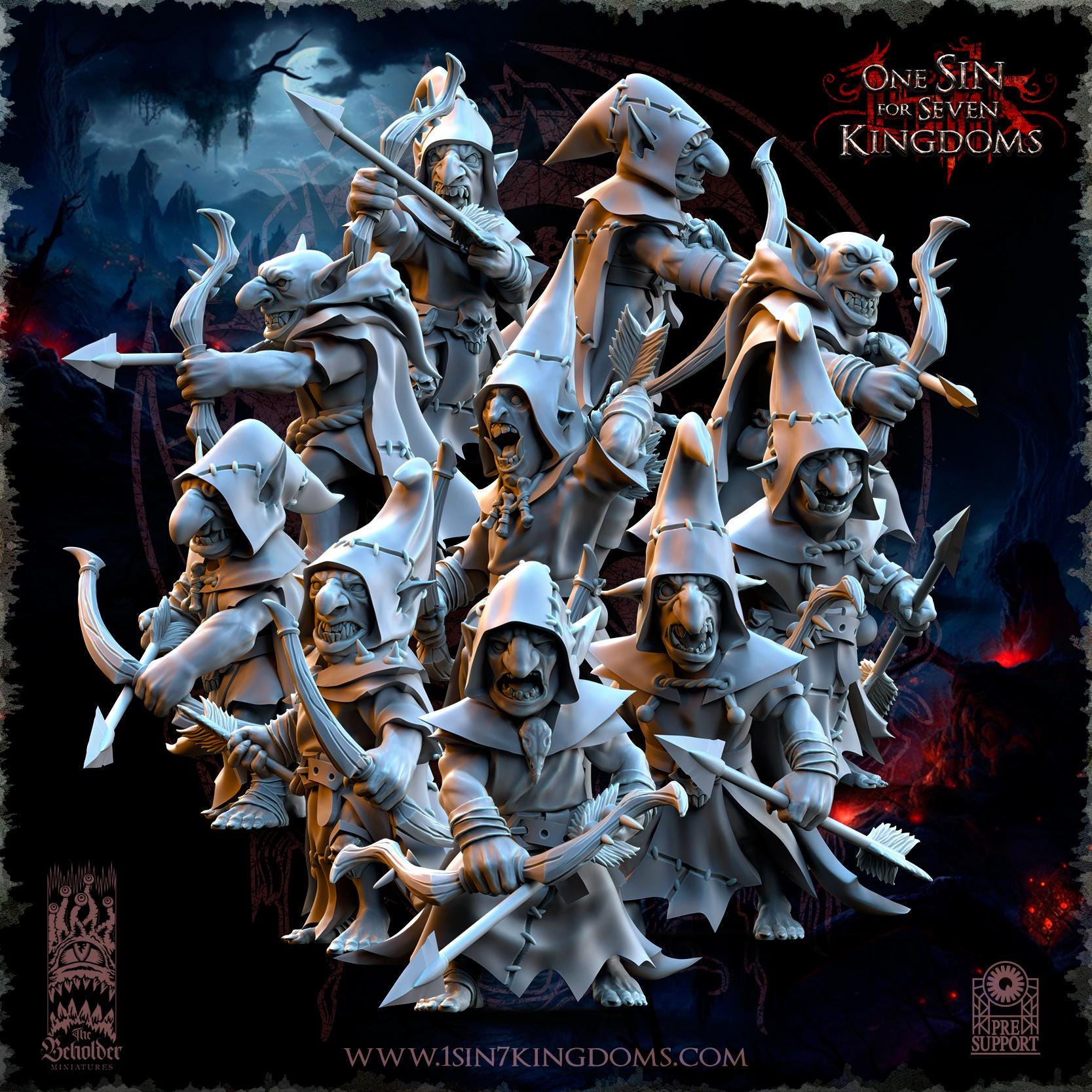 The Black Horde Goblins Archers miniature - in 12K - by The Beholder Miniatures