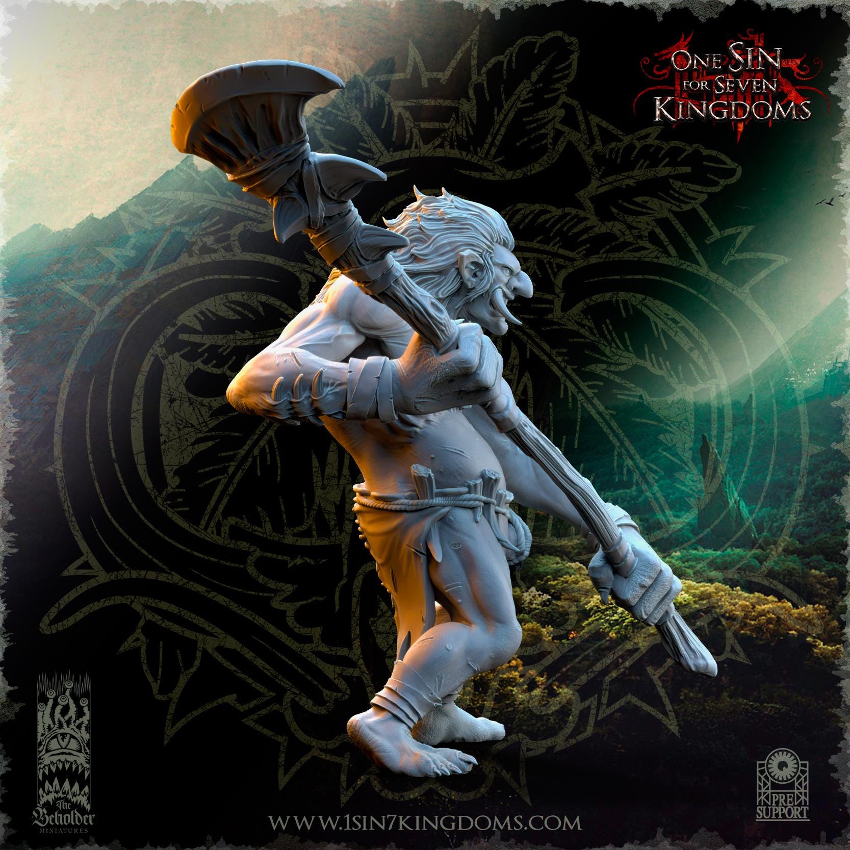 Mountain Trolls  miniature - in 12K- by The Beholder Miniatures