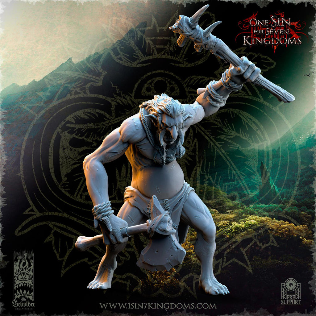 Mountain Trolls  miniature - in 12K- by The Beholder Miniatures