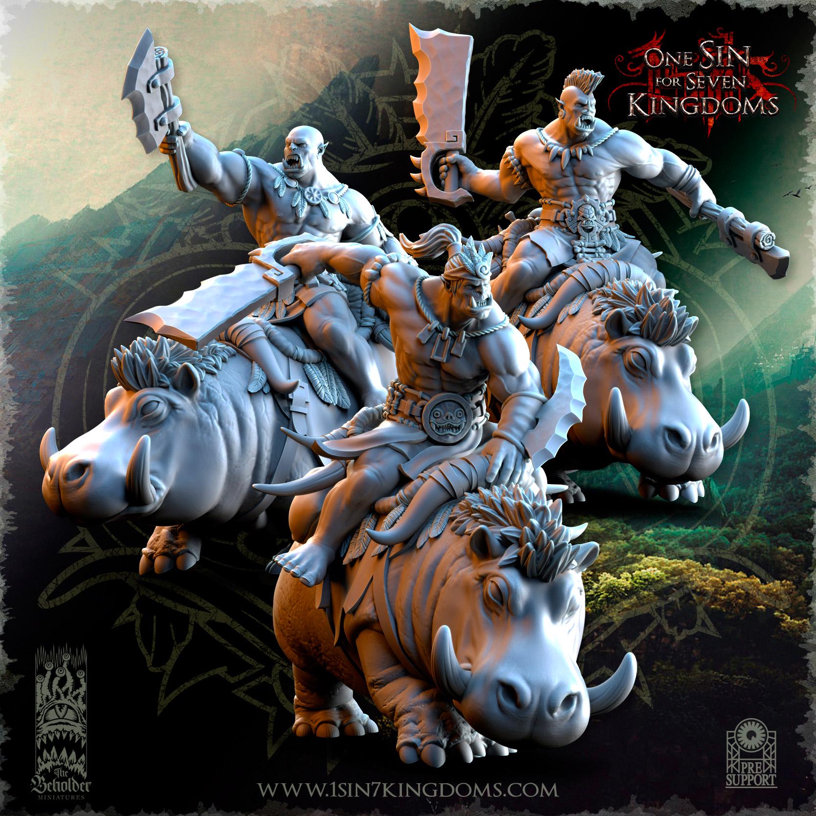 Salanaar Orcs Riders miniature - in 12K- by The Beholder Miniatures