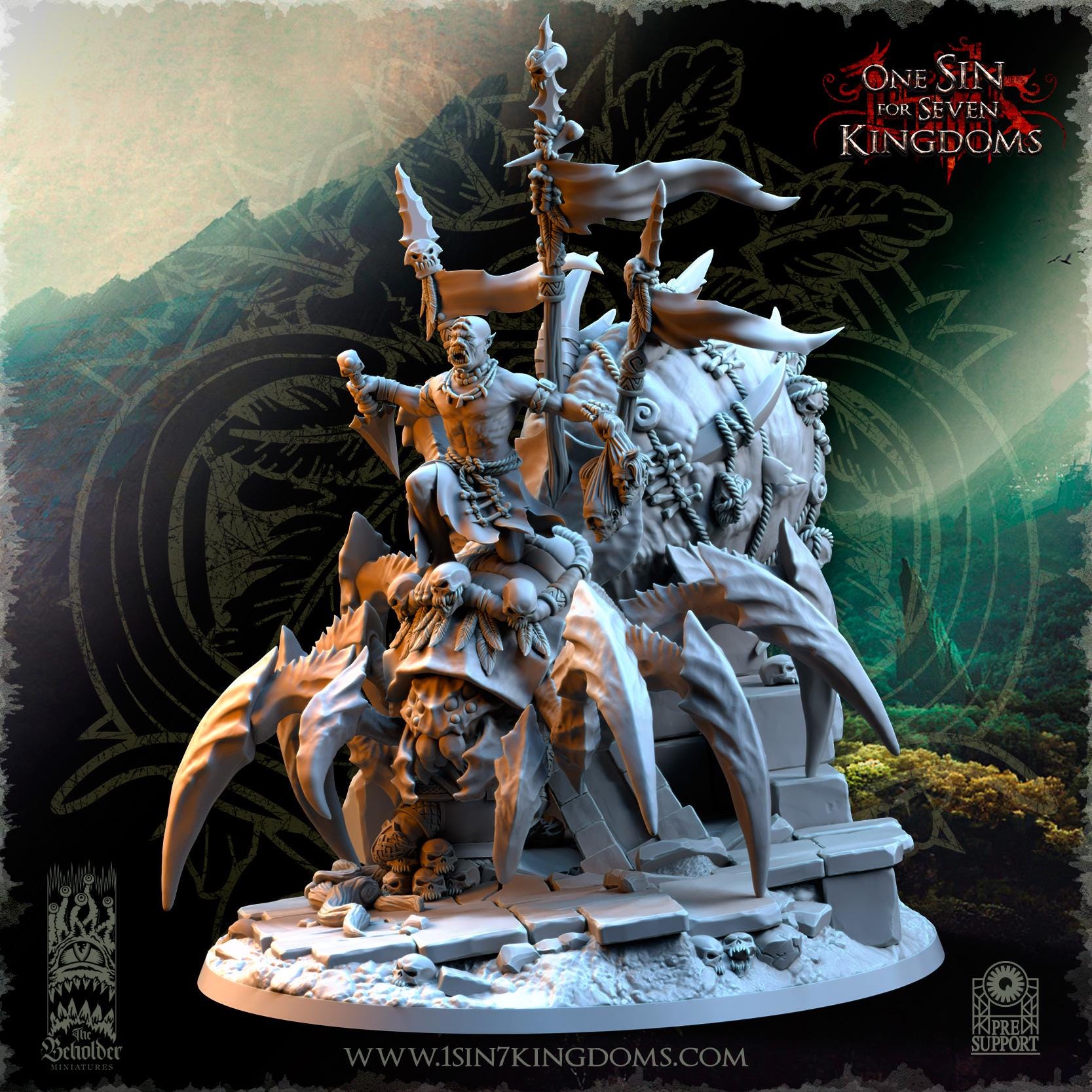 Salanaar Shaman Spider Rider  miniature - in 12K- by The Beholder Miniatures