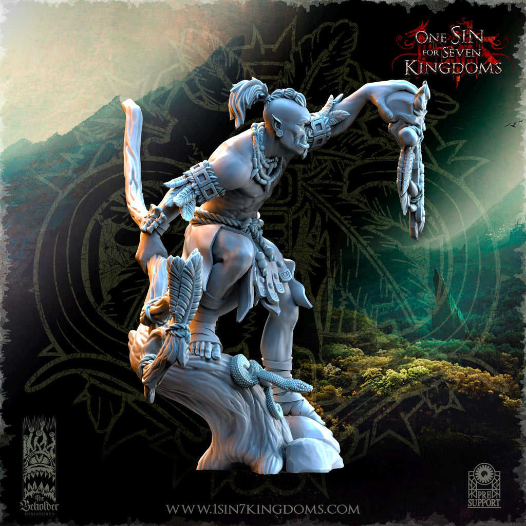 Ashtarak, Salanaar Orc Shaman miniature - in 12K- by The Beholder Miniatures
