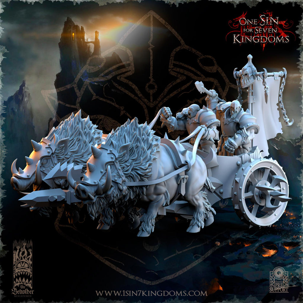 Nestah Orcs Beast Chariots  miniature - in 12K- by The Beholder Miniatures