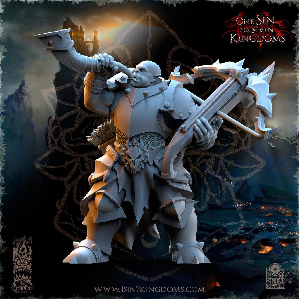 Nestah Orcs Crossbowers Command Group miniature - in 12K- by The Beholder Miniatures