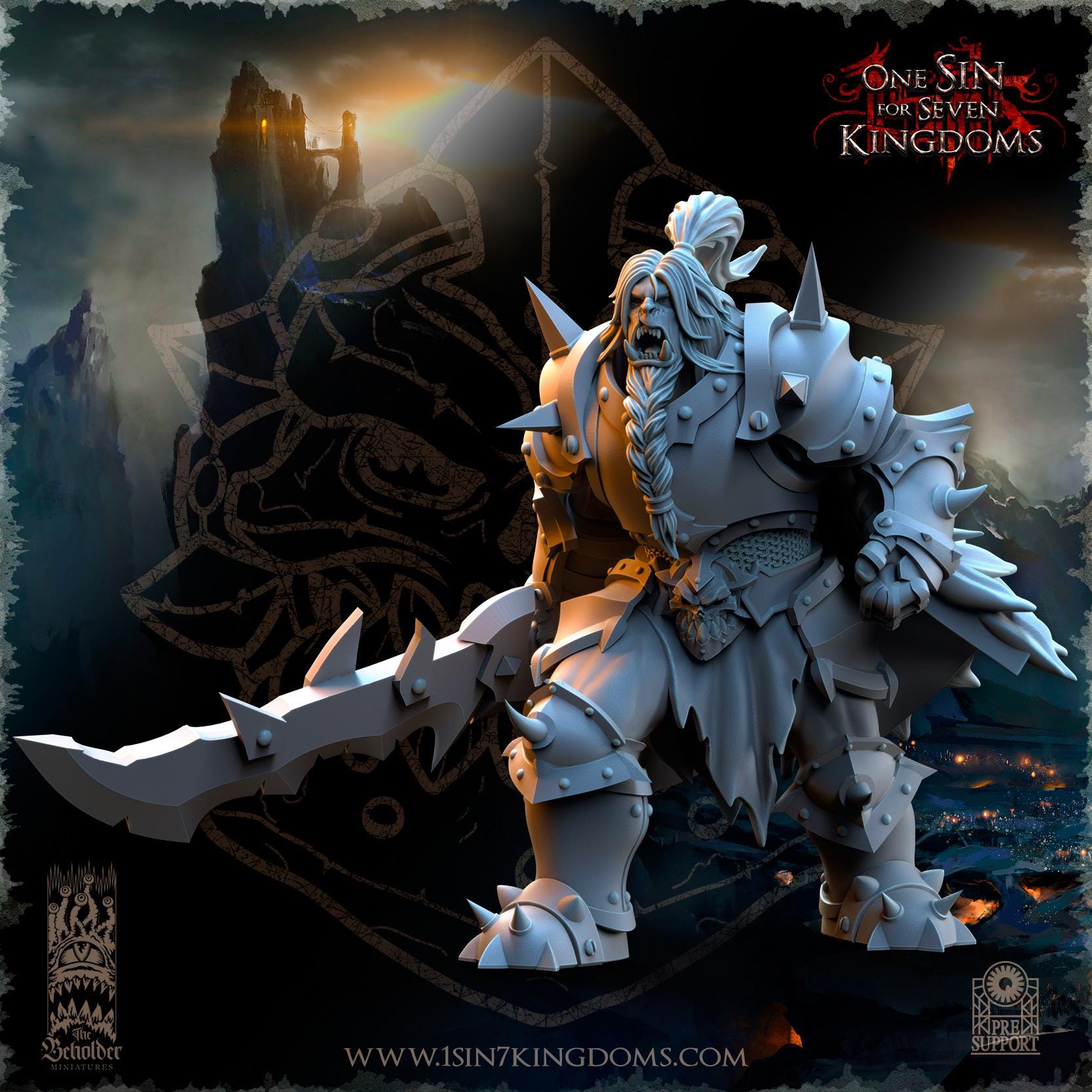 Nestah Orcs Command Group miniature - in 12K- by The Beholder Miniatures