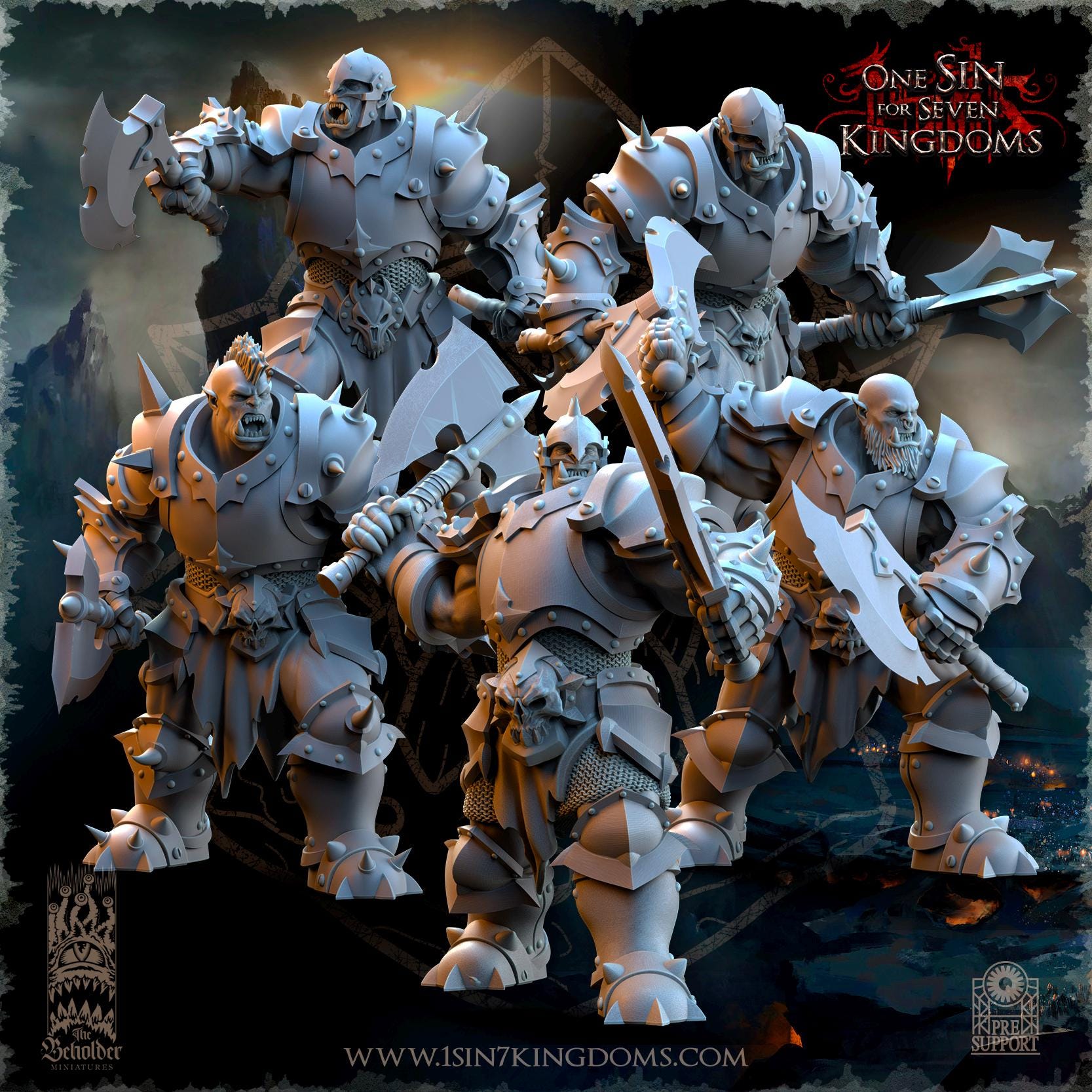 Nestah Orcs Warriors miniature - in 12K- by The Beholder Miniatures
