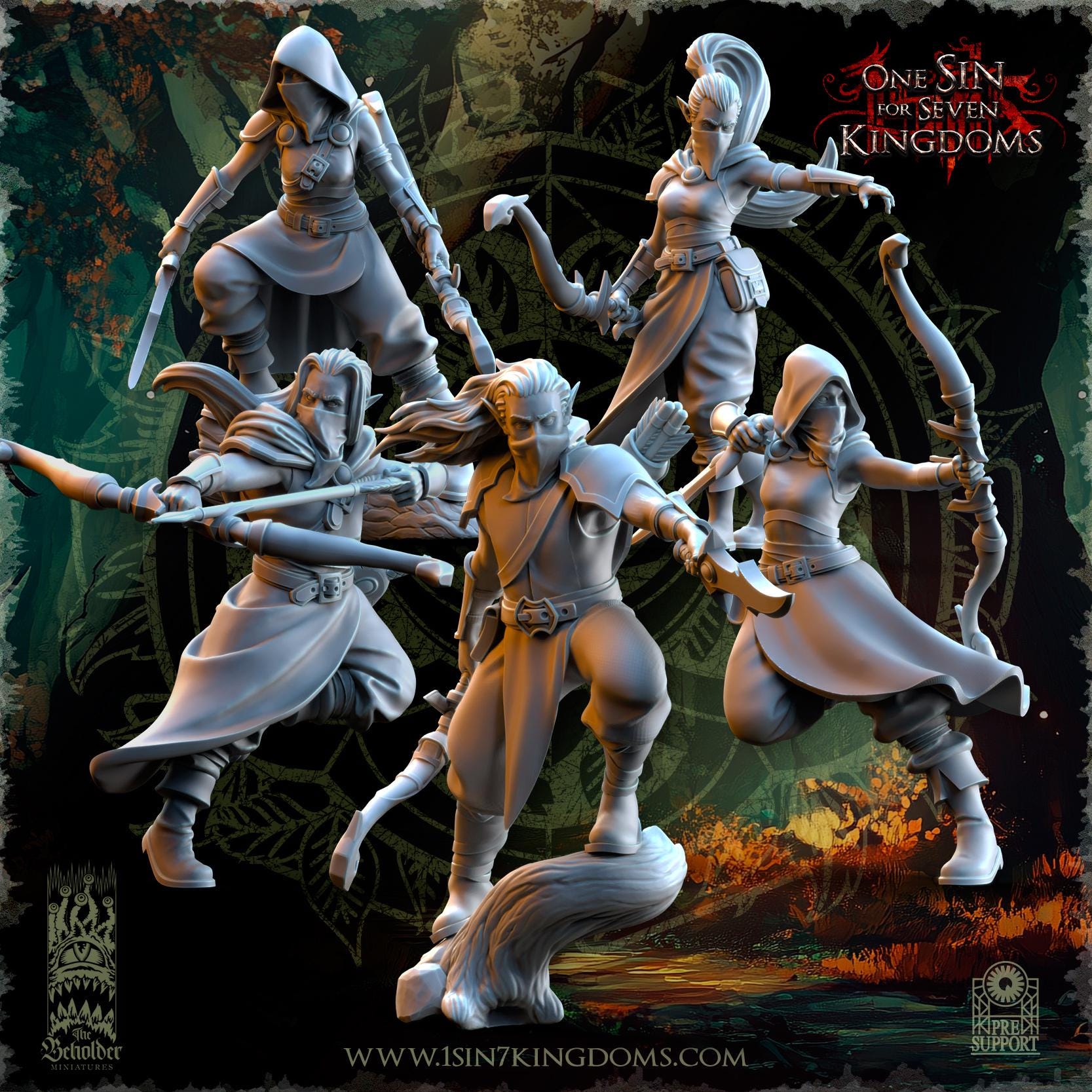 Evergreen Elves Shadowstalkers - in 12k- by The Beholder Miniatures