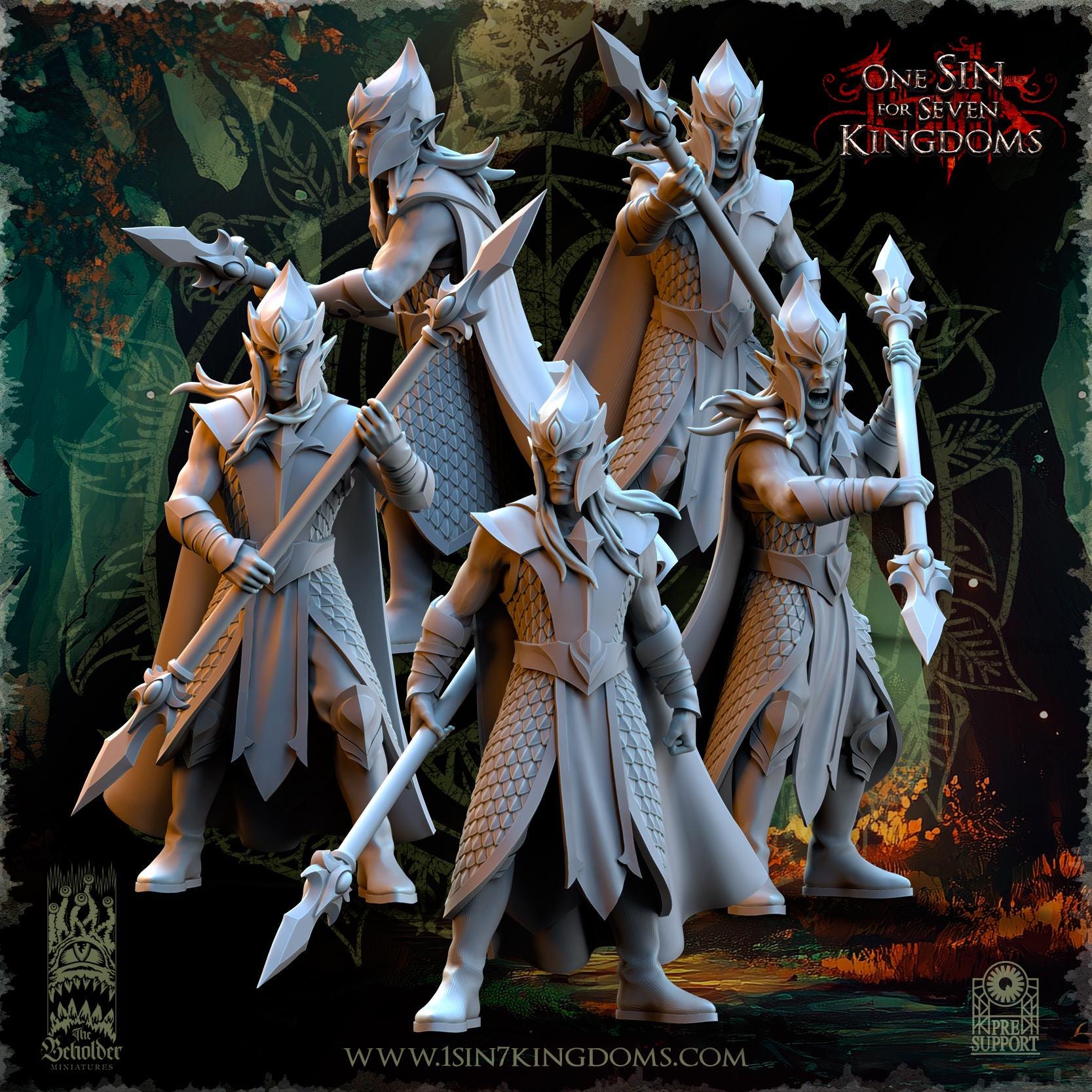 Evergreen Elves Forest Militia  - in 12k- by The Beholder Miniatures