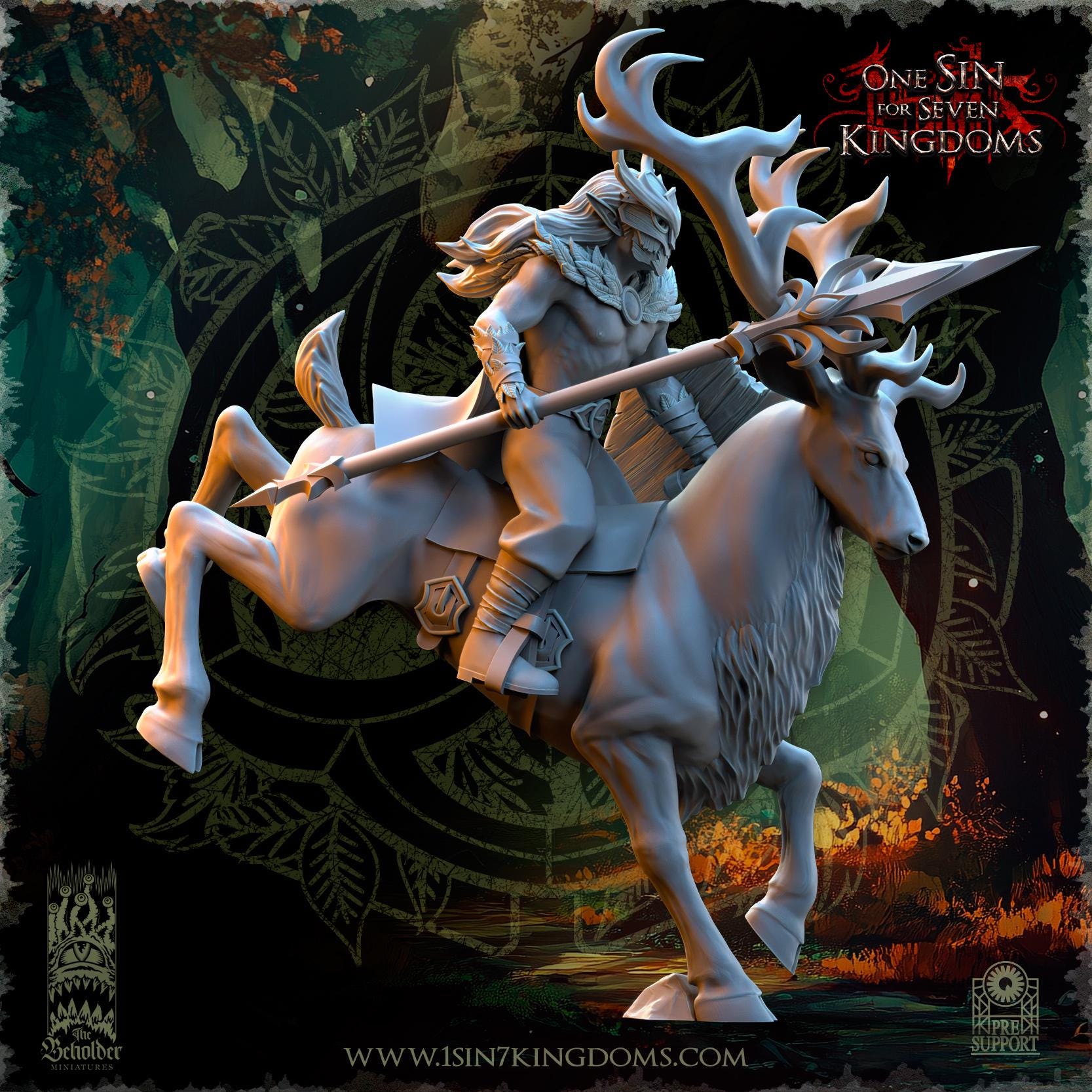Evergreen Elves Deepwood Riders  - in 12k- by The Beholder Miniatures