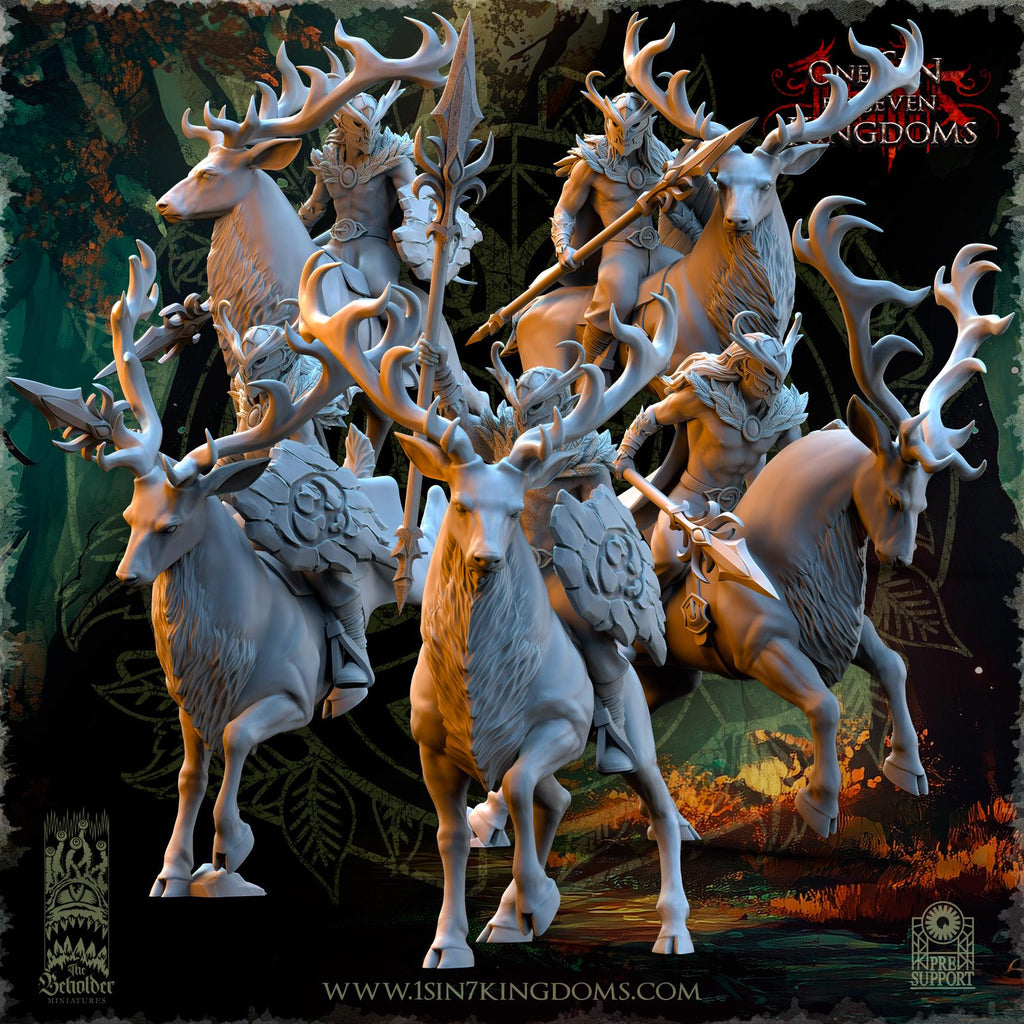 Evergreen Elves Deepwood Riders  - in 12k- by The Beholder Miniatures