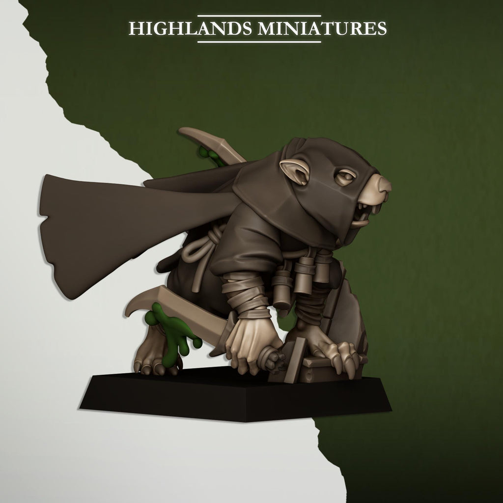 Sewer Vermin Assassins  miniature - in 12K - by Highlands Miniatures
