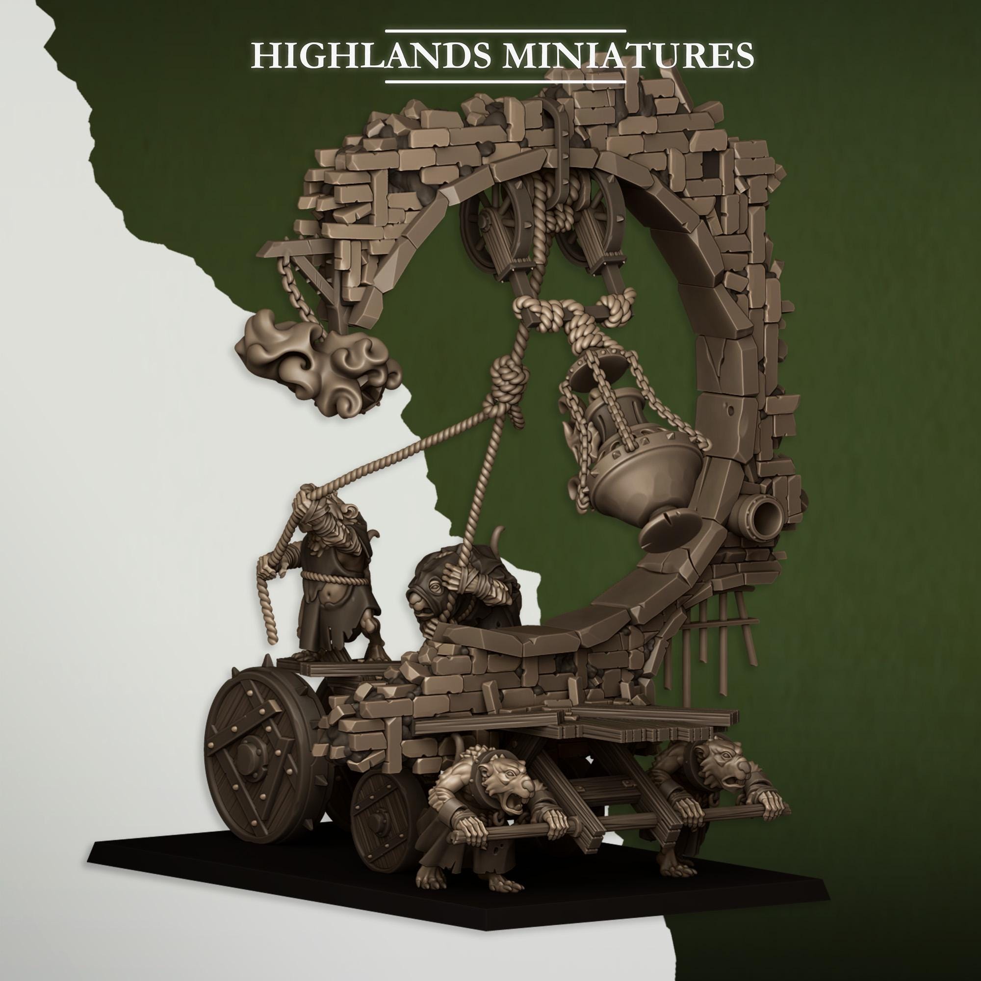 Moving Sewer with Bell and Censer  miniature - in 12K - by Highlands Miniatures