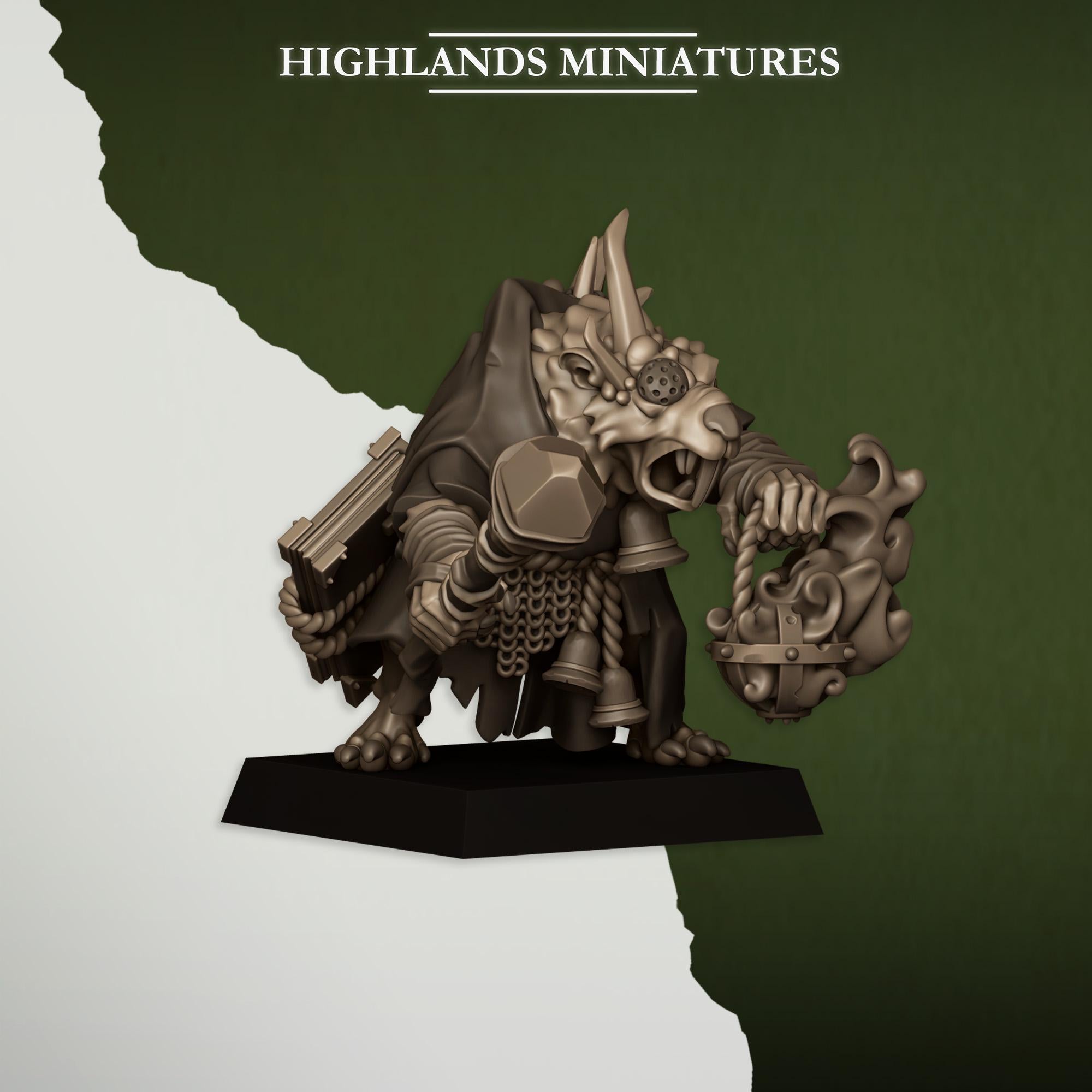 Vermin Pastor  miniature - in 12K - by Highlands Miniatures