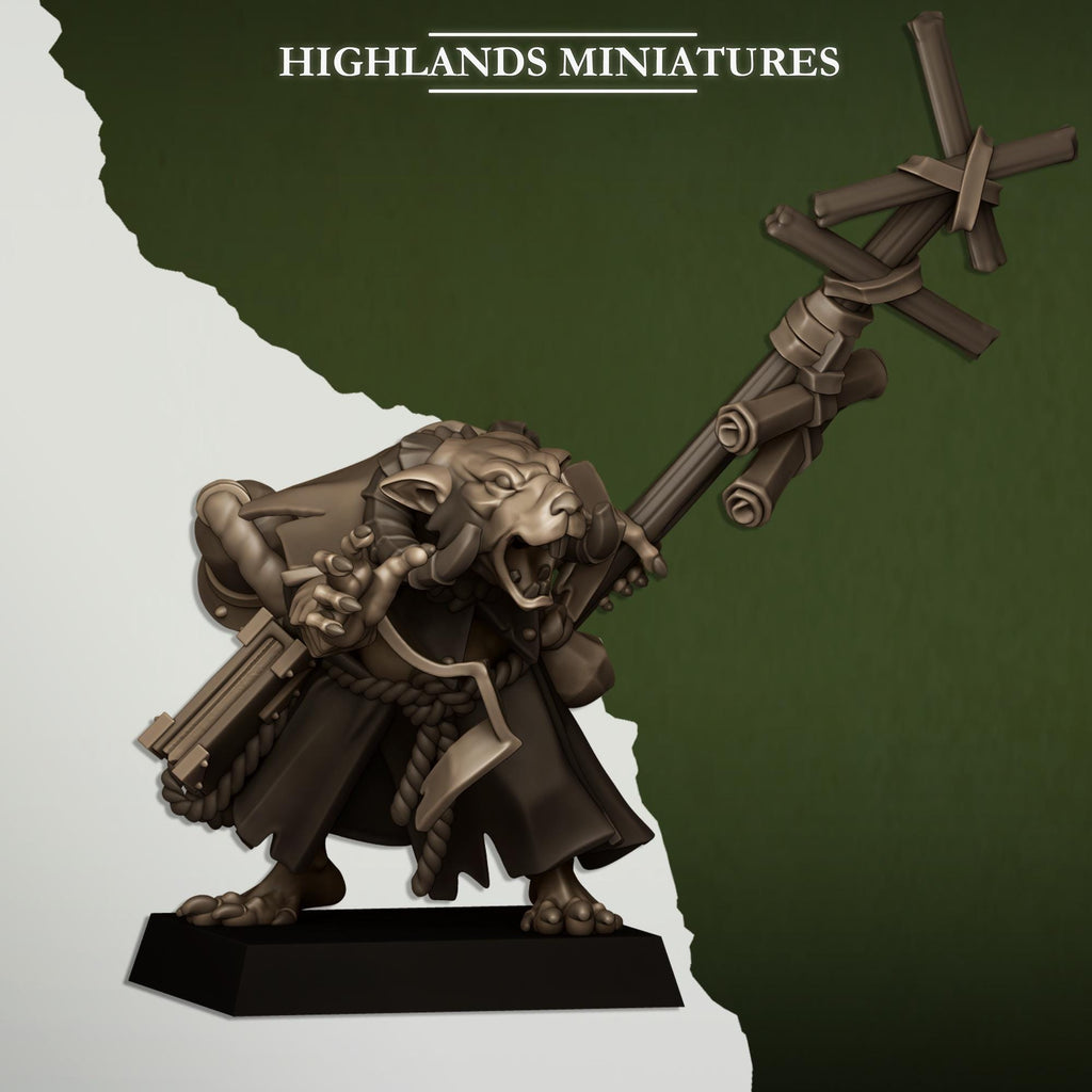 Sewer Vermin Warlock  miniature - in 12K - by Highlands Miniatures