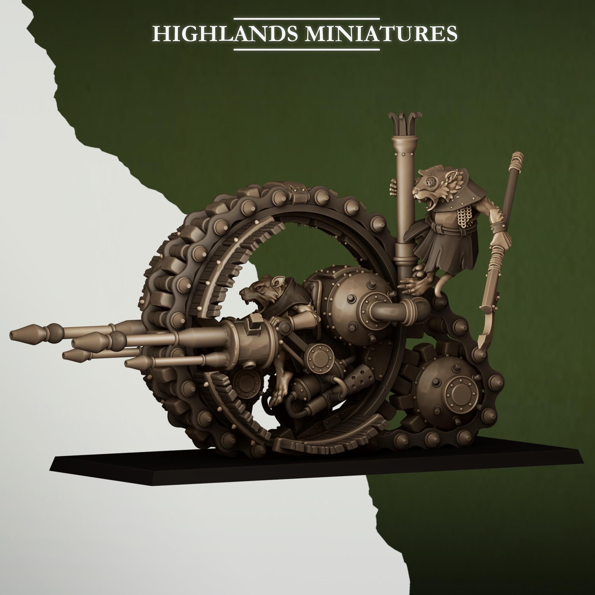 Sewer Vermin Wheeled Engine  miniature - in 12K - by Highlands Miniatures