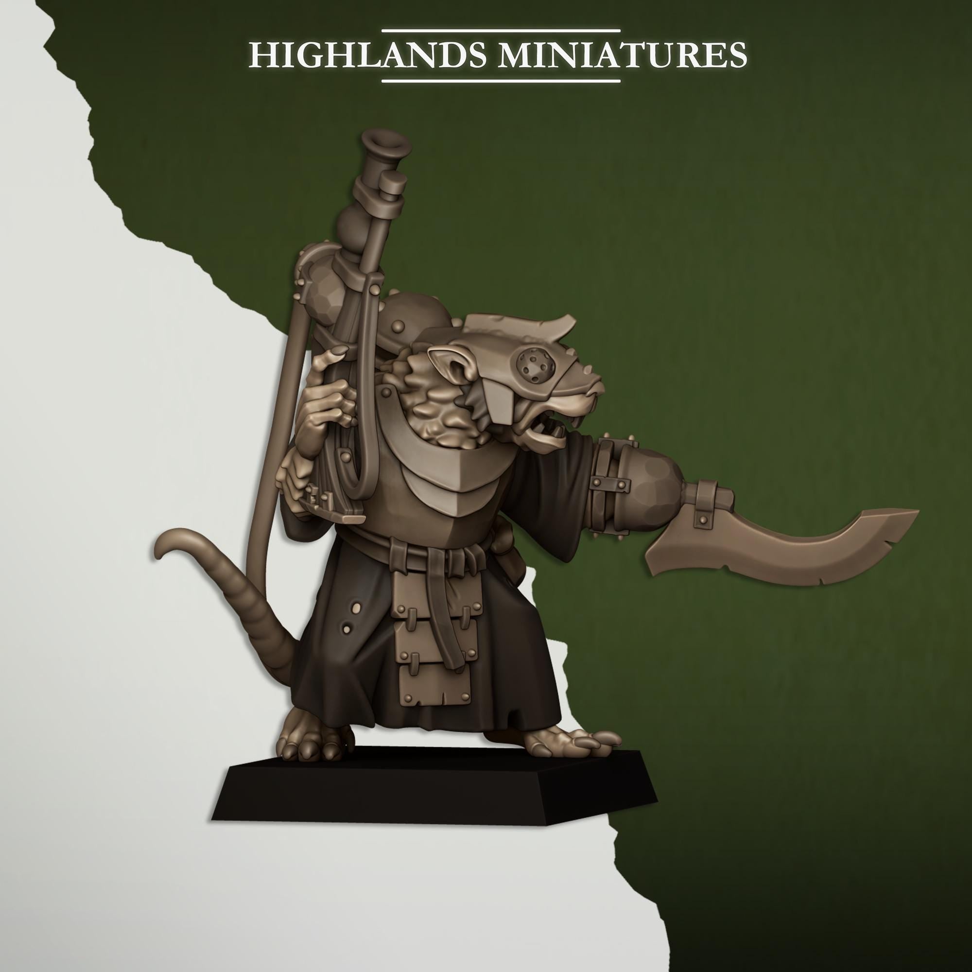 Sewer vermin command bundle - 4 models -  miniature - in 12K - by Highlands Miniatures