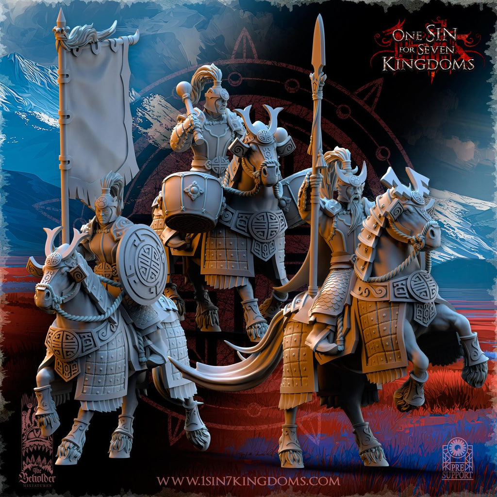 Astarii Dynasty Riders Command Group - in 12k by The Beholder Miniatures