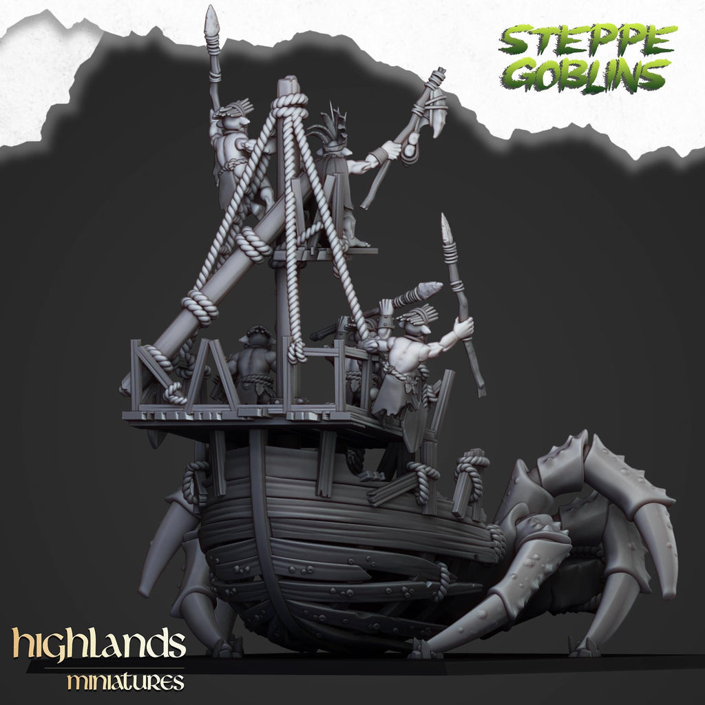 Mounted Coast Goblins on Giant Crab miniature - in 12K - by Highlands Miniatures