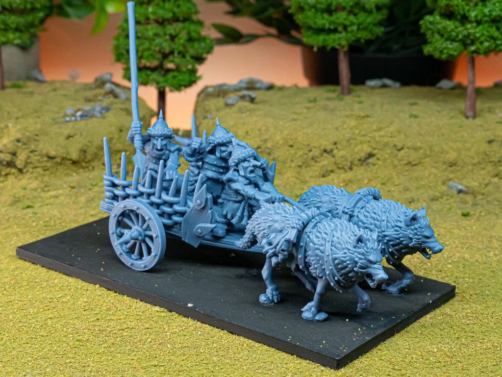 Steppe Goblin Chariot miniature - in 12K - by Highlands Miniatures