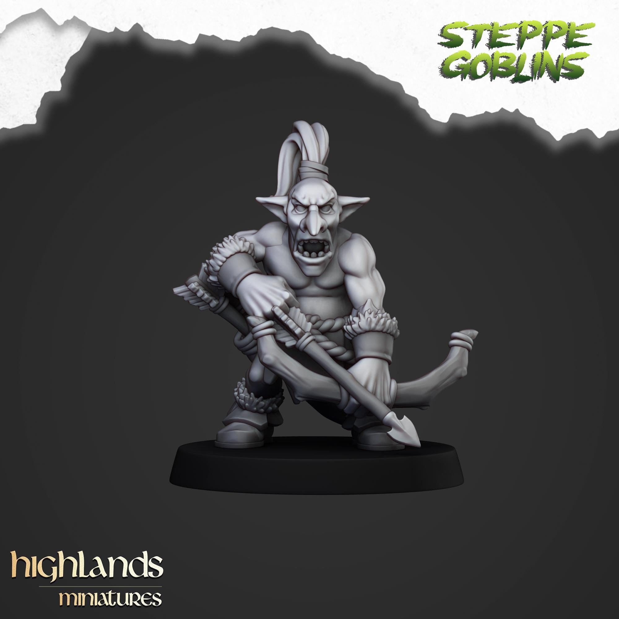 Steppe Goblin with bows miniature - in 12K - by Highlands Miniatures