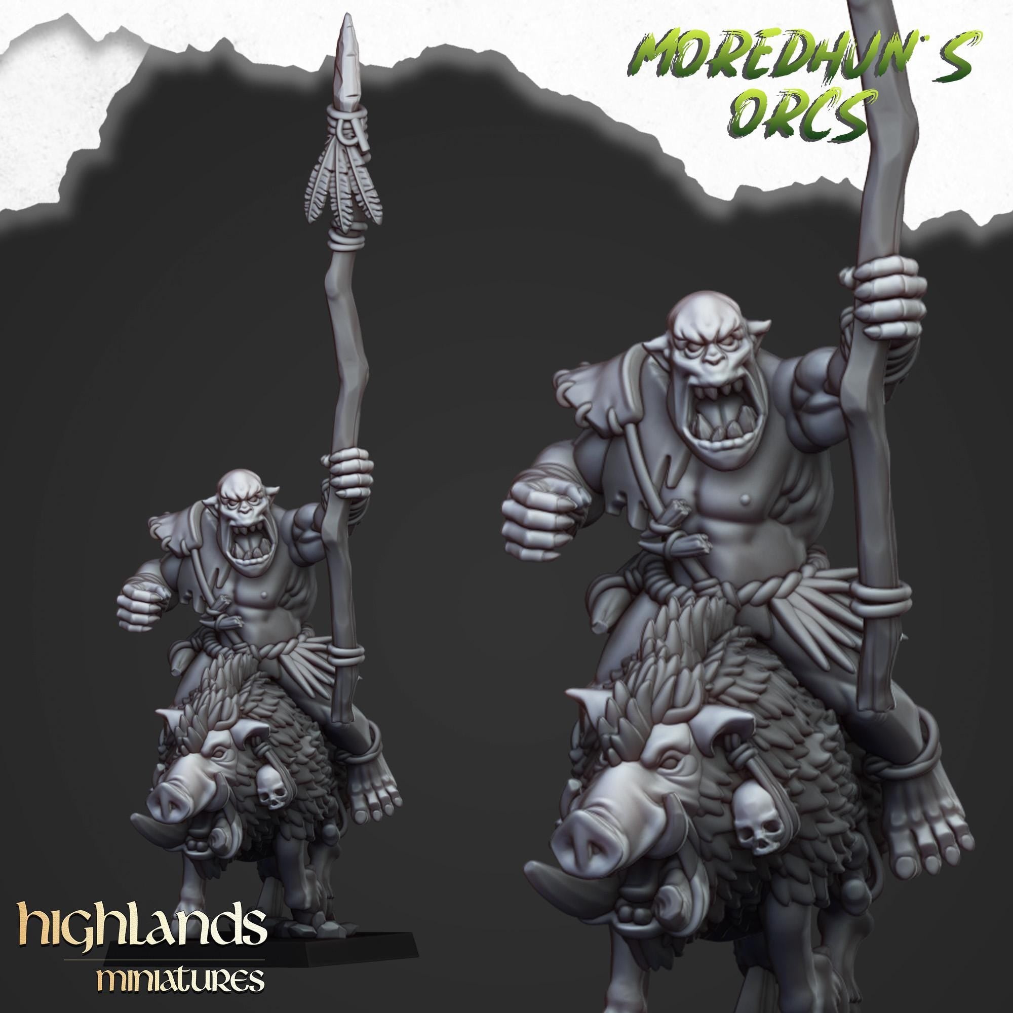 Mounted Cave Orcs miniature - in 12K- by Highlands Miniatures