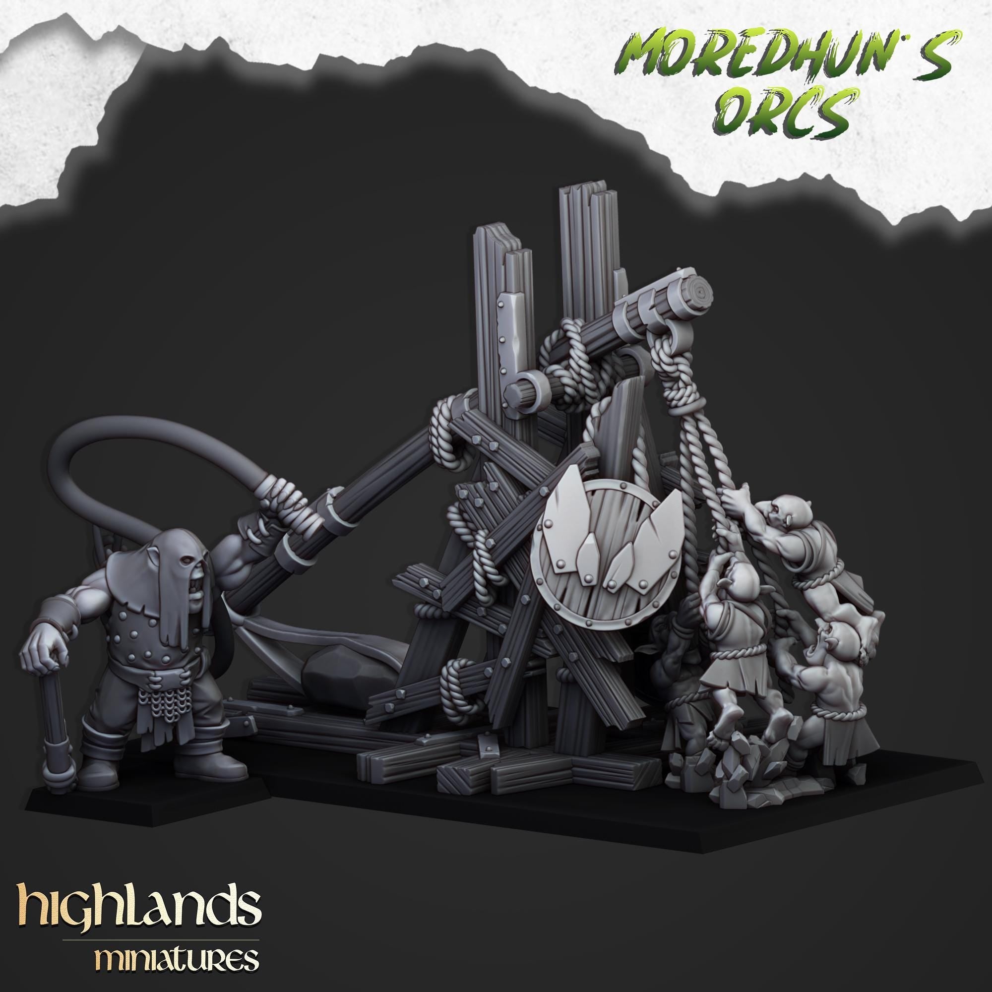 Orc Stonethrower  miniature - in 12K- by Highlands Miniatures
