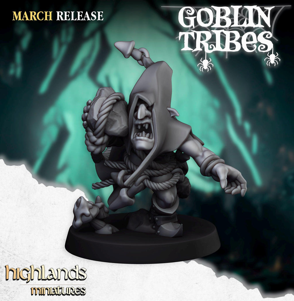 Swamp Goblins Stonethrowers miniature - in 12K - by Highlands Miniatures