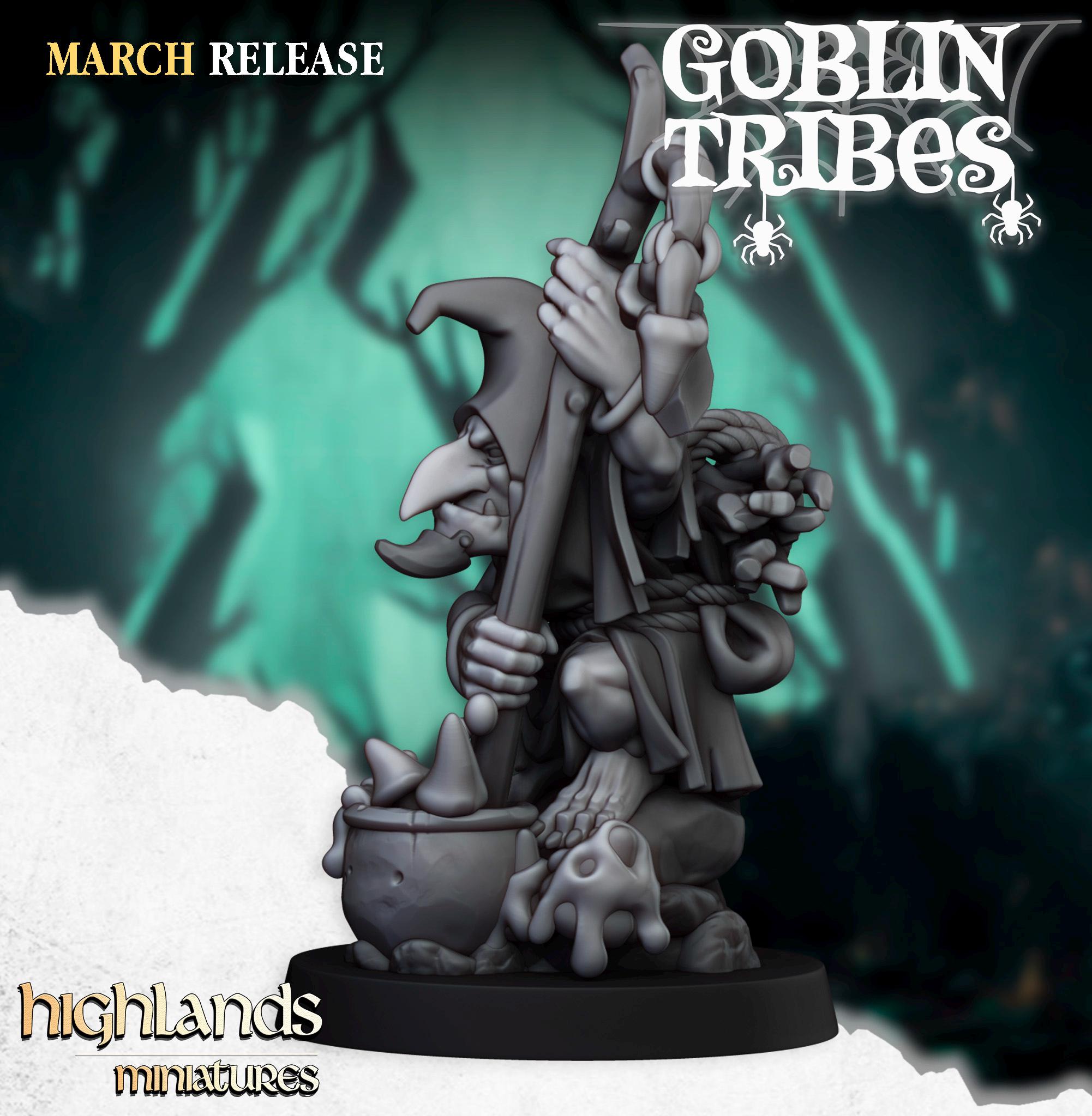 Swamp Goblin Shaman miniature - in 12K - by Highlands Miniatures