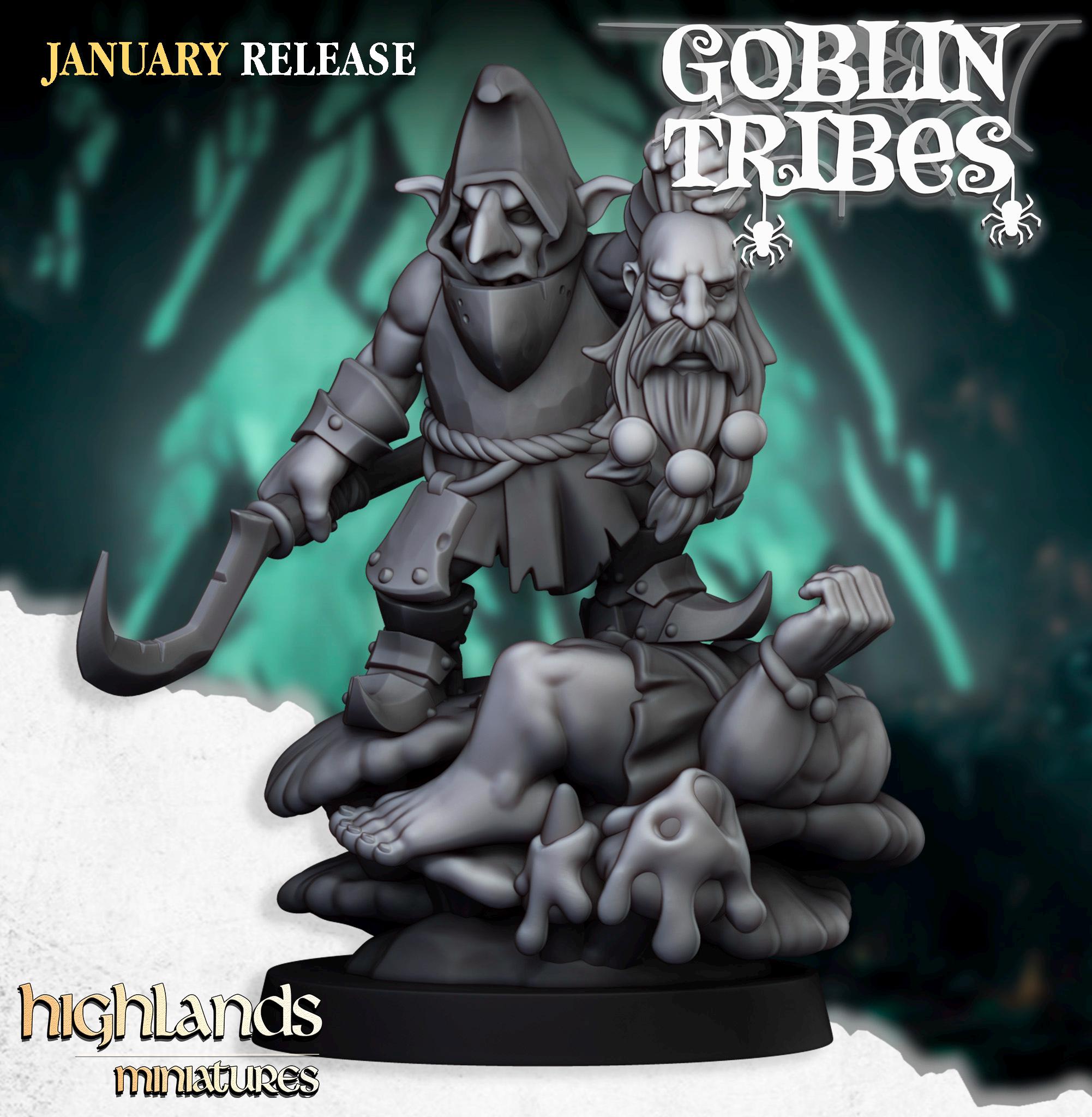Swamp Goblin Boss miniature - in 12K - by Highlands Miniatures