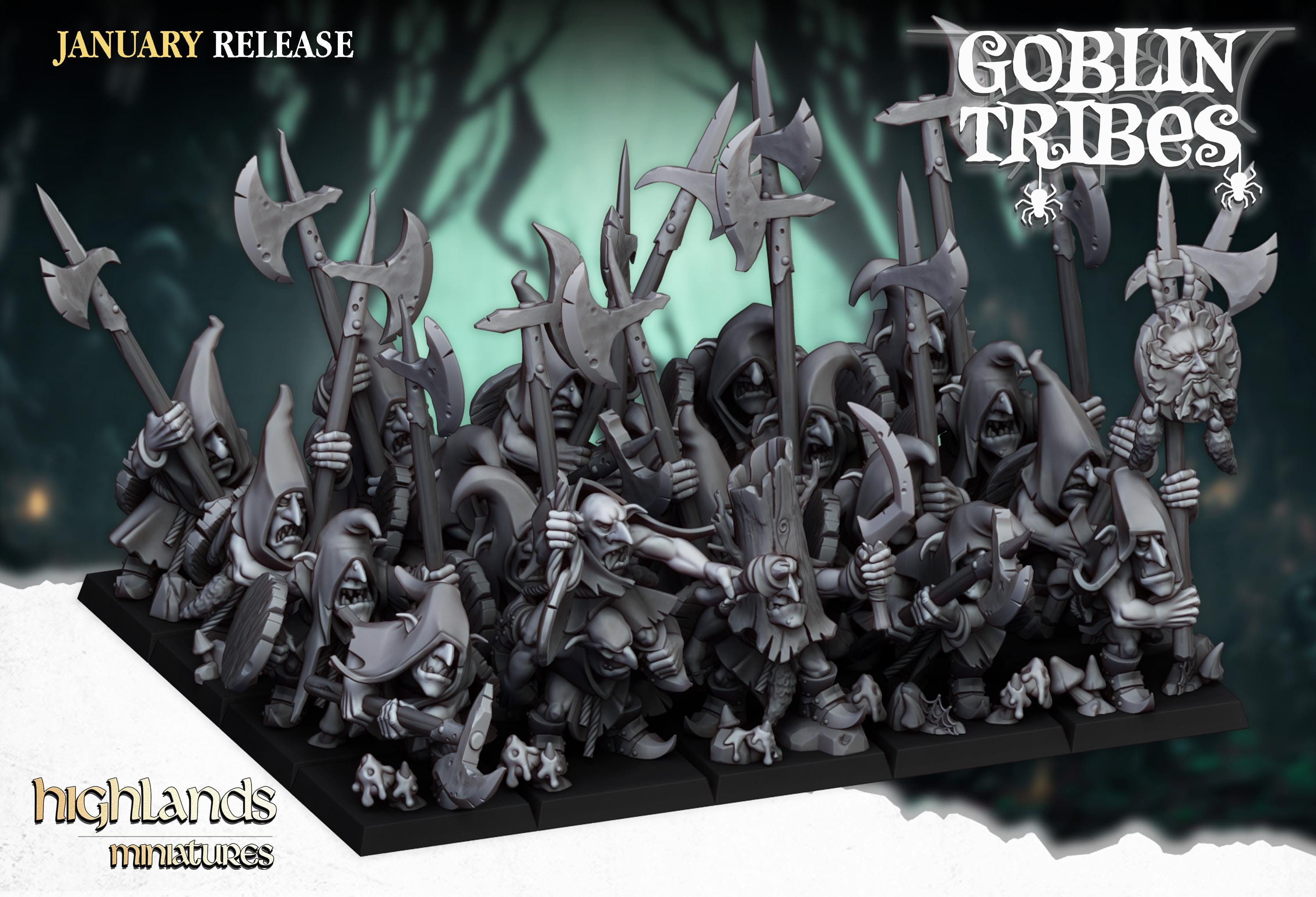 Swamp Goblin with Pikes miniature - in 12K - by Highlands Miniatures