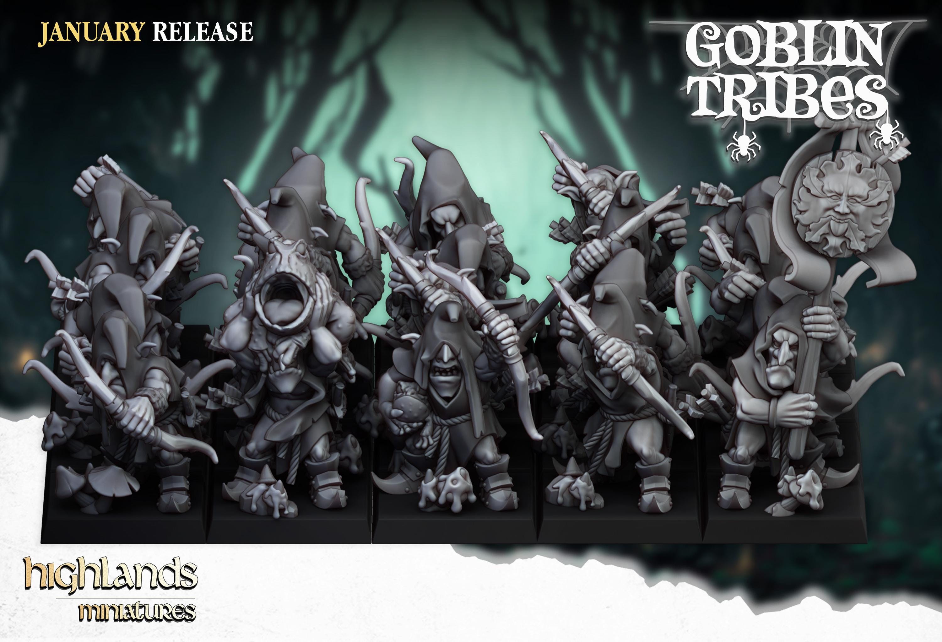 Swamp Goblin with Bows miniature - in 12K - by Highlands Miniatures
