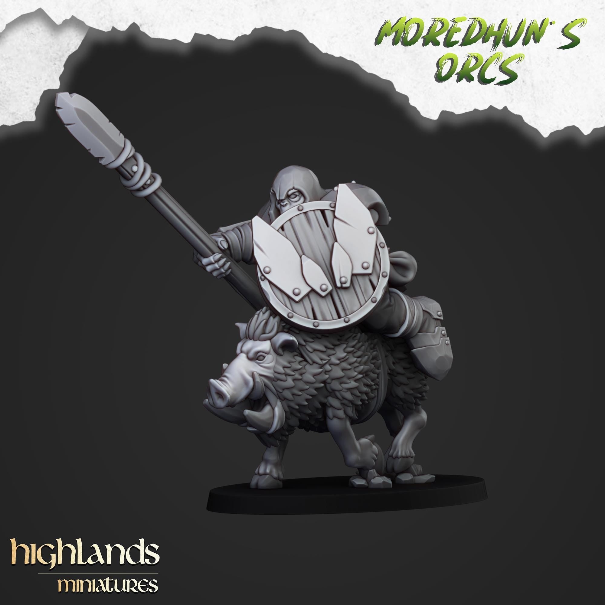 Mounted Orcs with spears miniature - in 12K- by Highlands Miniatures