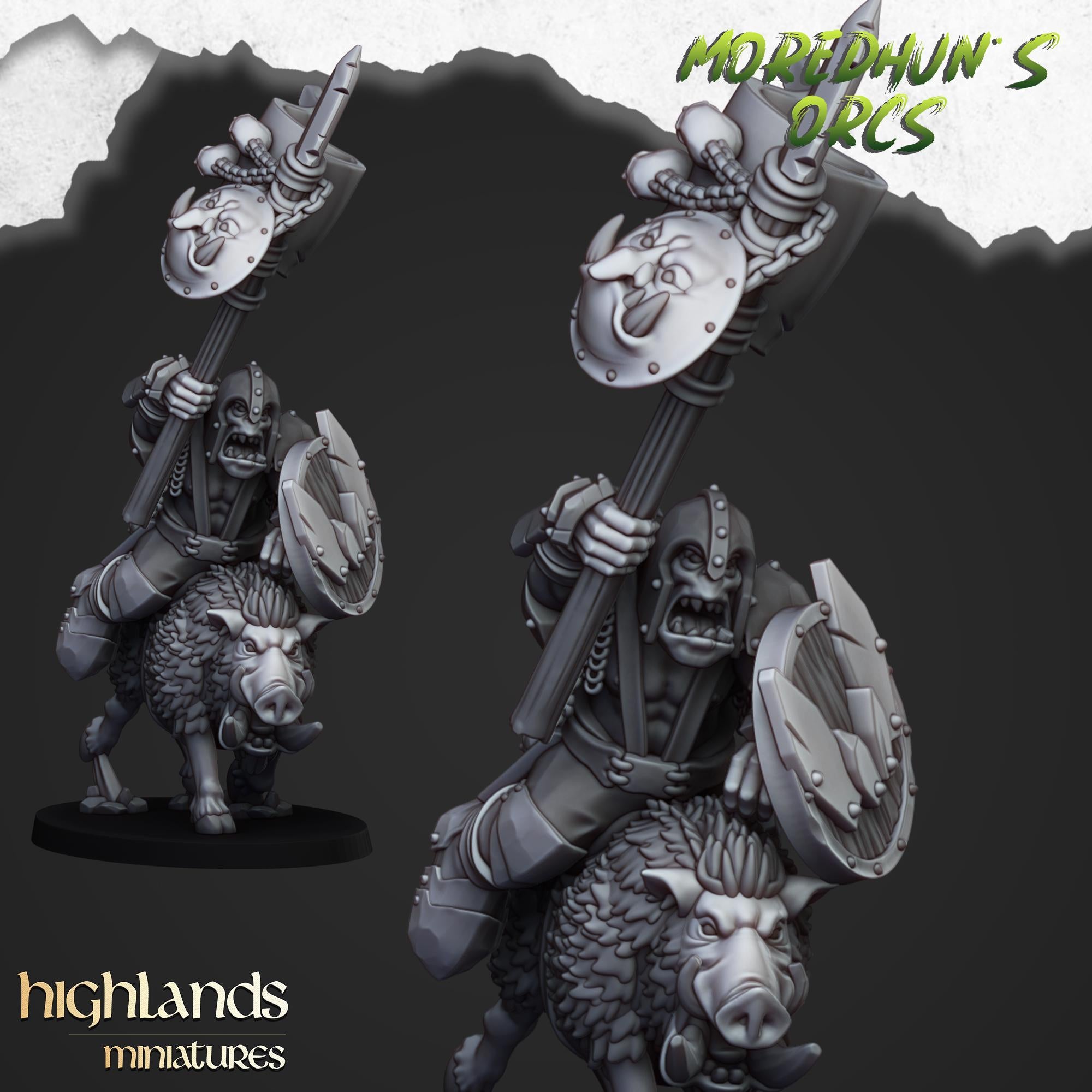 Mounted Orcs with spears miniature - in 12K- by Highlands Miniatures